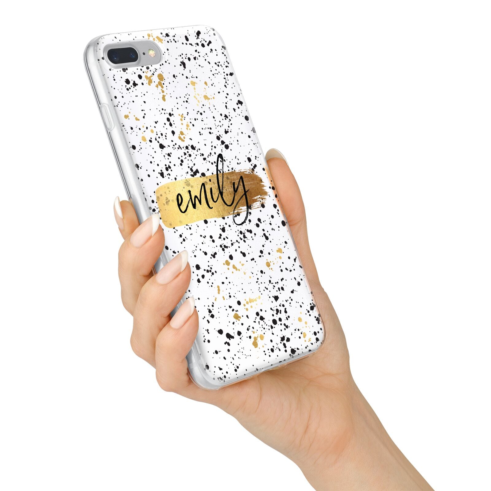 Personalised Ink Splatter Gold iPhone 7 Plus Bumper Case on Silver iPhone Alternative Image