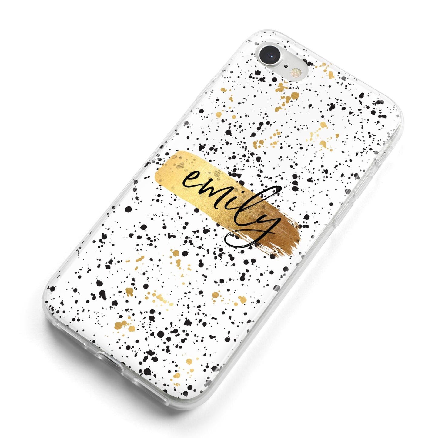 Personalised Ink Splatter Gold iPhone 8 Bumper Case on Silver iPhone Alternative Image