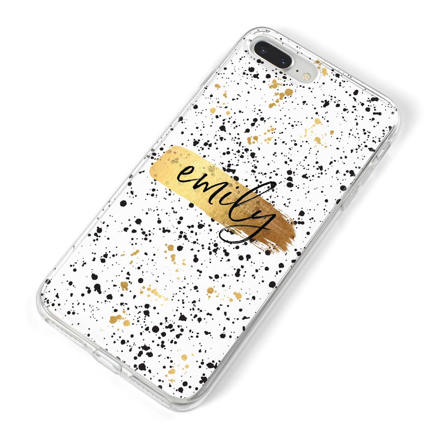 Personalised Ink Splatter Gold iPhone 8 Plus Bumper Case on Silver iPhone Alternative Image