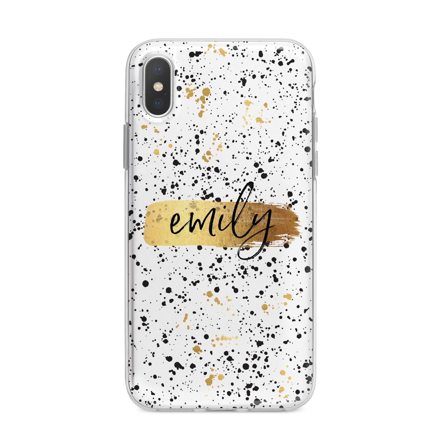 Personalised Ink Splatter Gold iPhone X Bumper Case on Silver iPhone Alternative Image 1