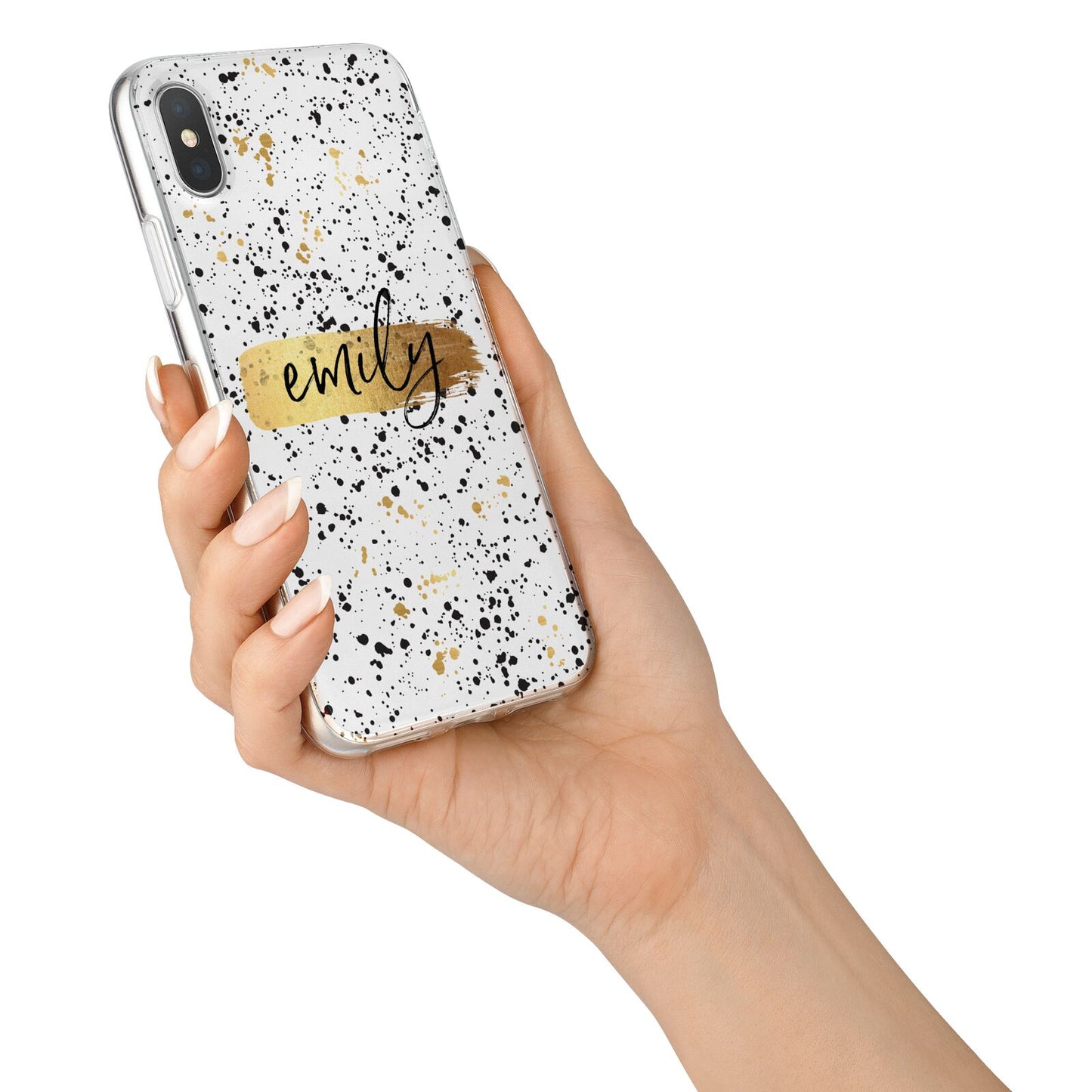 Personalised Ink Splatter Gold iPhone X Bumper Case on Silver iPhone Alternative Image 2