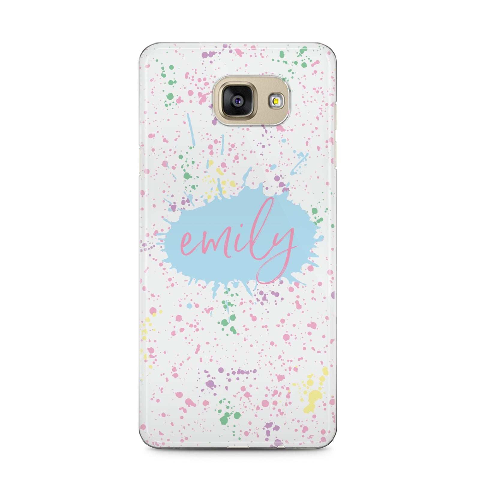 Personalised Ink Splatter Mulitcoloured Samsung Galaxy A5 2016 Case on gold phone