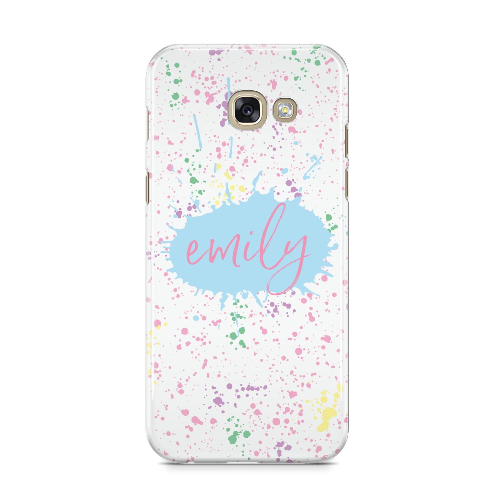 Personalised Ink Splatter Mulitcoloured Samsung Galaxy A5 2017 Case on gold phone