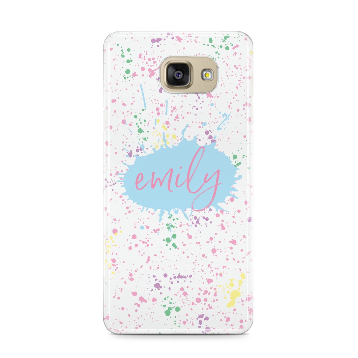 Personalised Ink Splatter Mulitcoloured Samsung Galaxy A9 2016 Case on gold phone