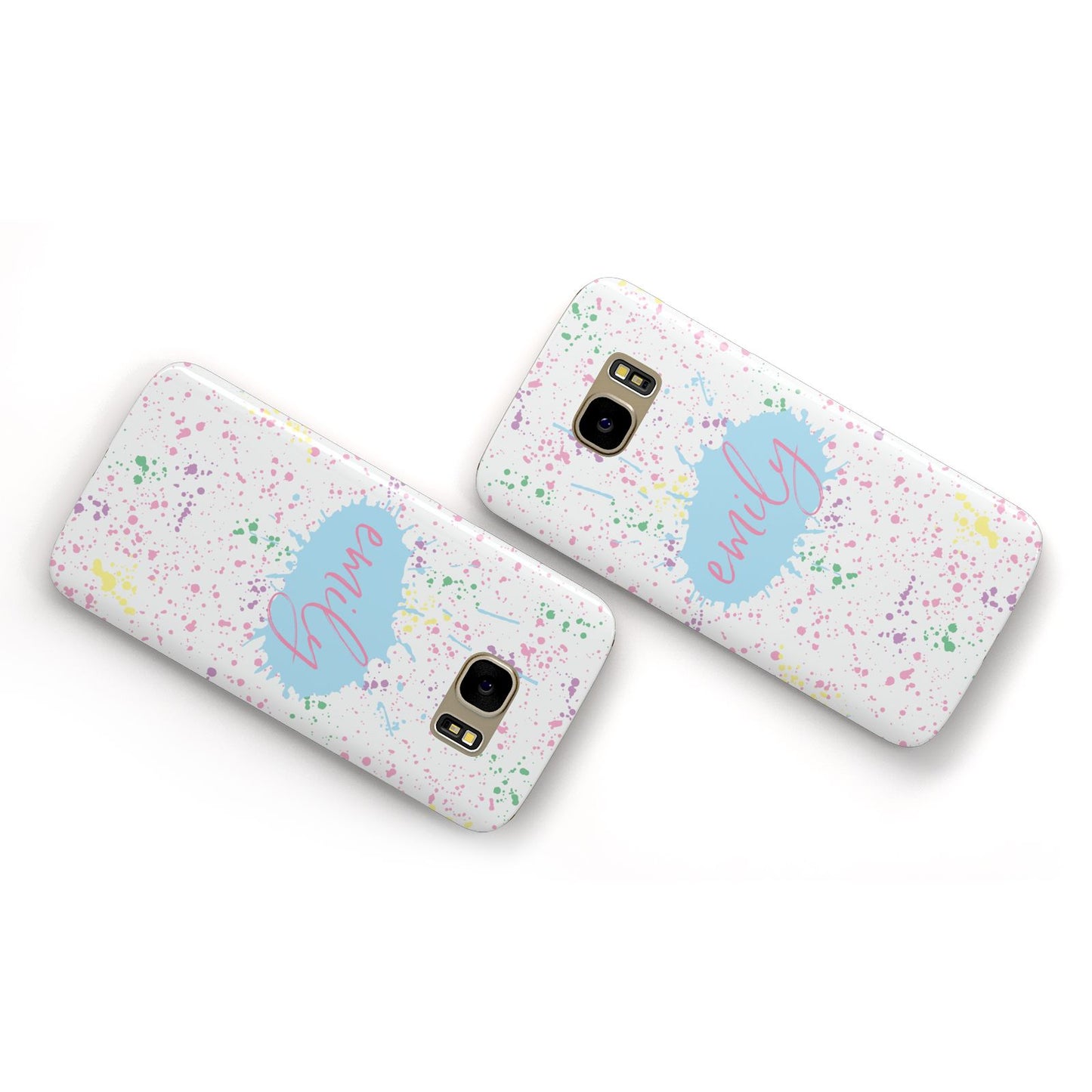 Personalised Ink Splatter Mulitcoloured Samsung Galaxy Case Flat Overview