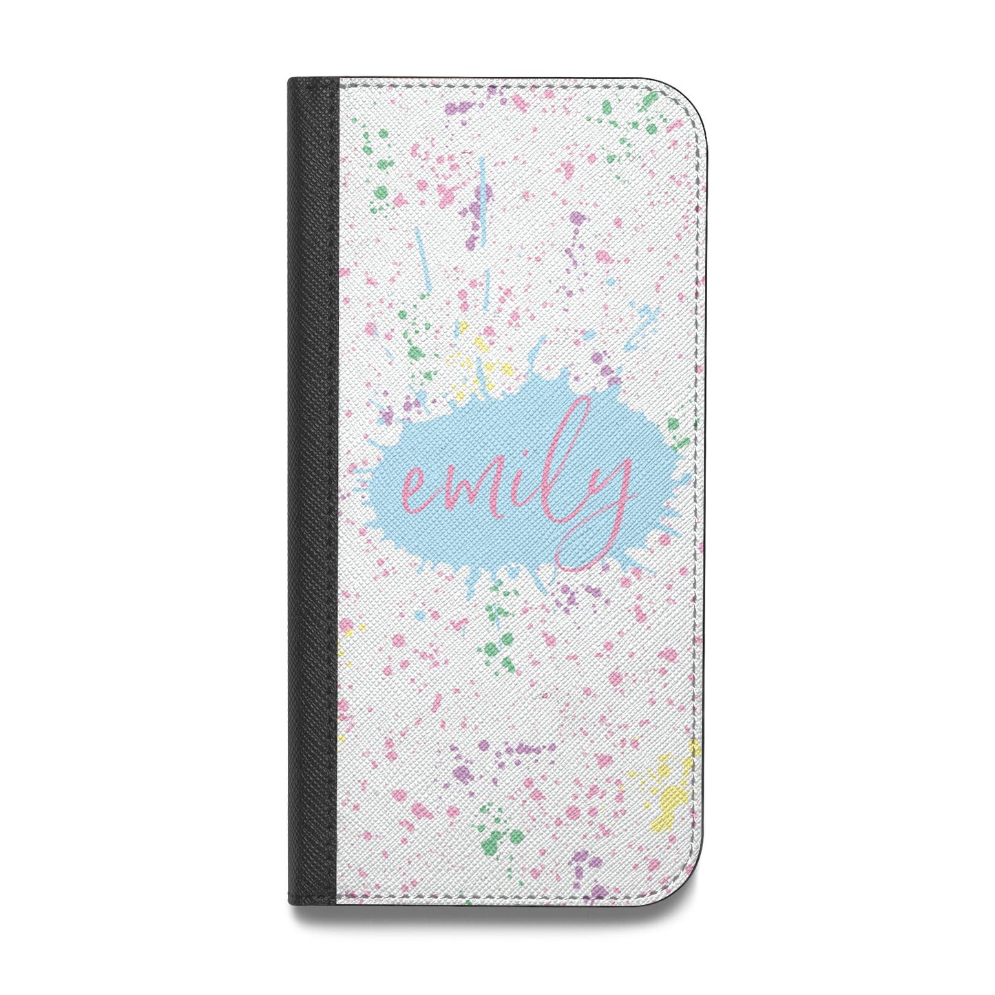 Personalised Ink Splatter Mulitcoloured Vegan Leather Flip Samsung Case