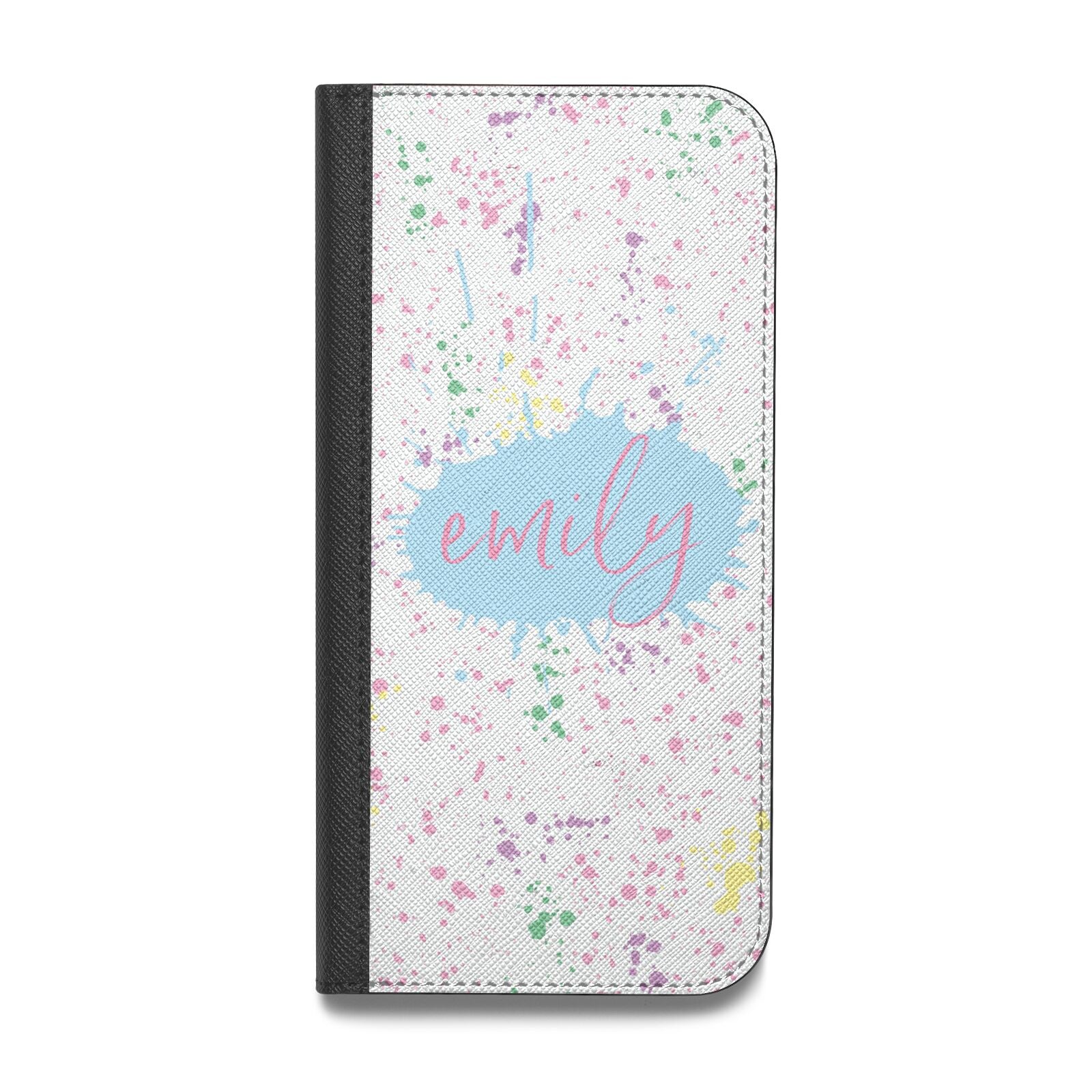 Personalised Ink Splatter Mulitcoloured Vegan Leather Flip Samsung Case