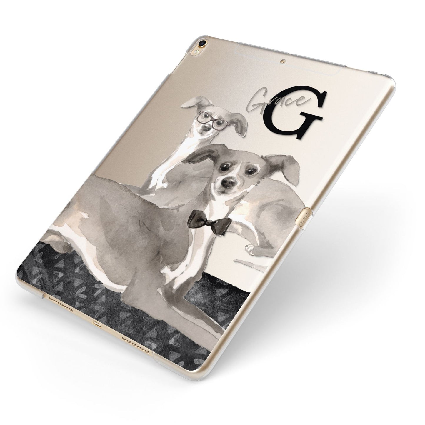 Personalised Italian Greyhound Apple iPad Case on Gold iPad Side View