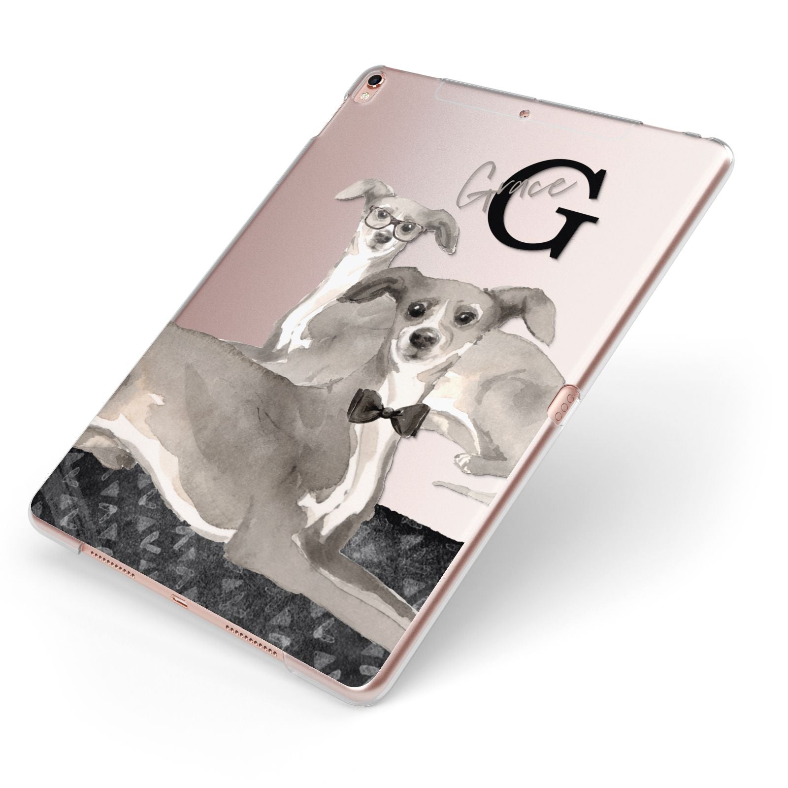 Personalised Italian Greyhound Apple iPad Case on Rose Gold iPad Side View