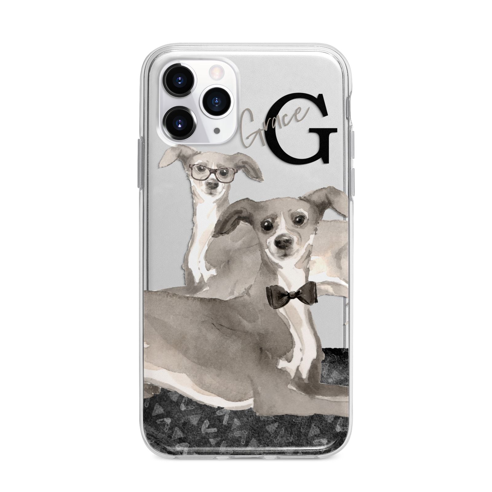 Personalised Italian Greyhound Apple iPhone 11 Pro Max in Silver with Bumper Case
