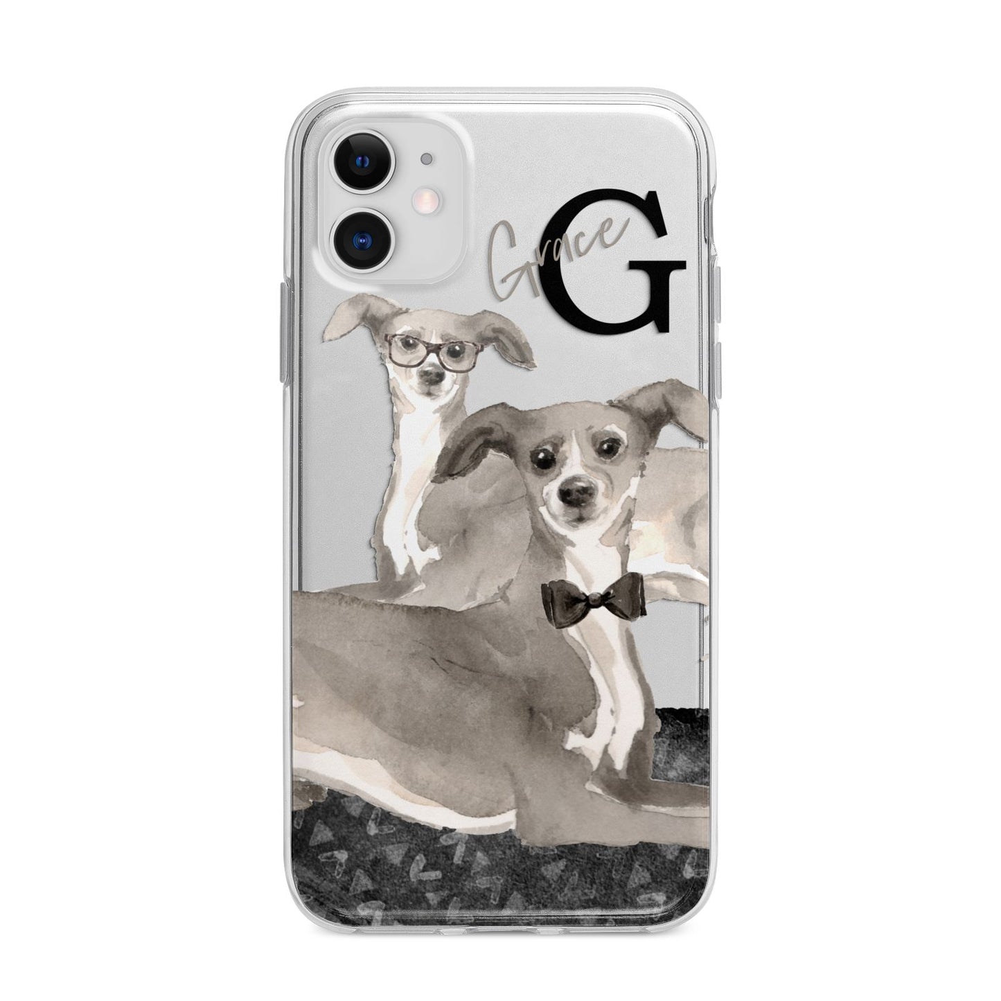 Personalised Italian Greyhound Apple iPhone 11 in White with Bumper Case