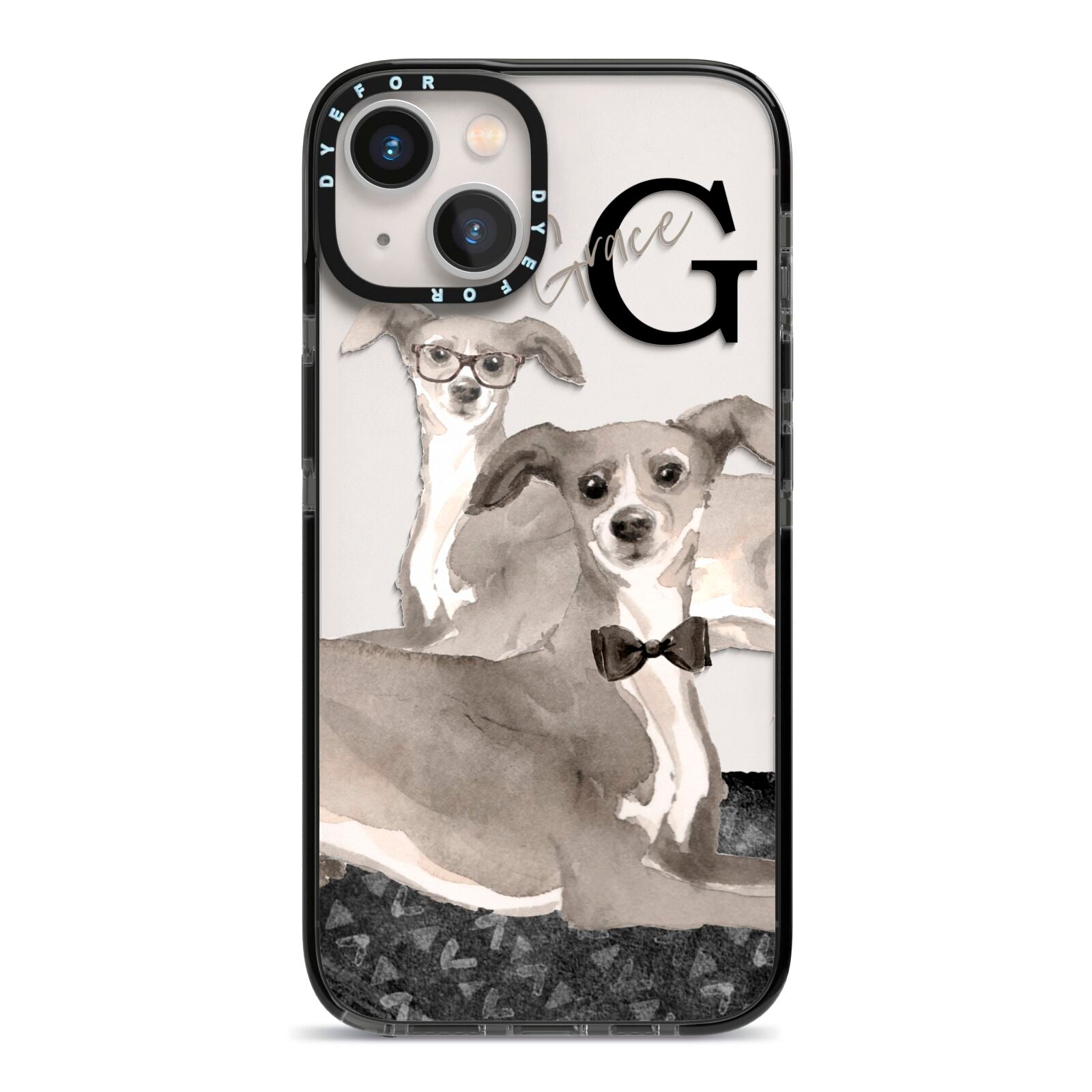 Personalised Italian Greyhound iPhone 13 Black Impact Case on Silver phone