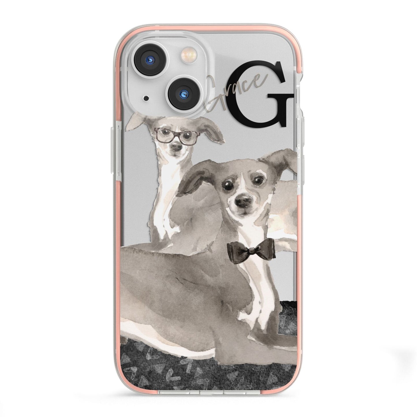 Personalised Italian Greyhound iPhone 13 Mini TPU Impact Case with Pink Edges