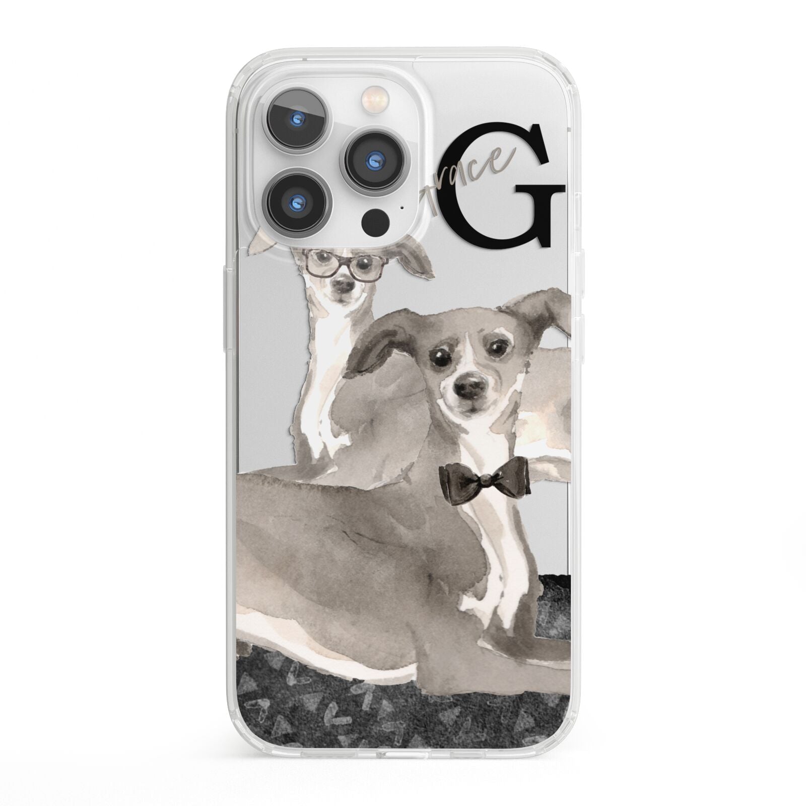 Personalised Italian Greyhound iPhone 13 Pro Clear Bumper Case