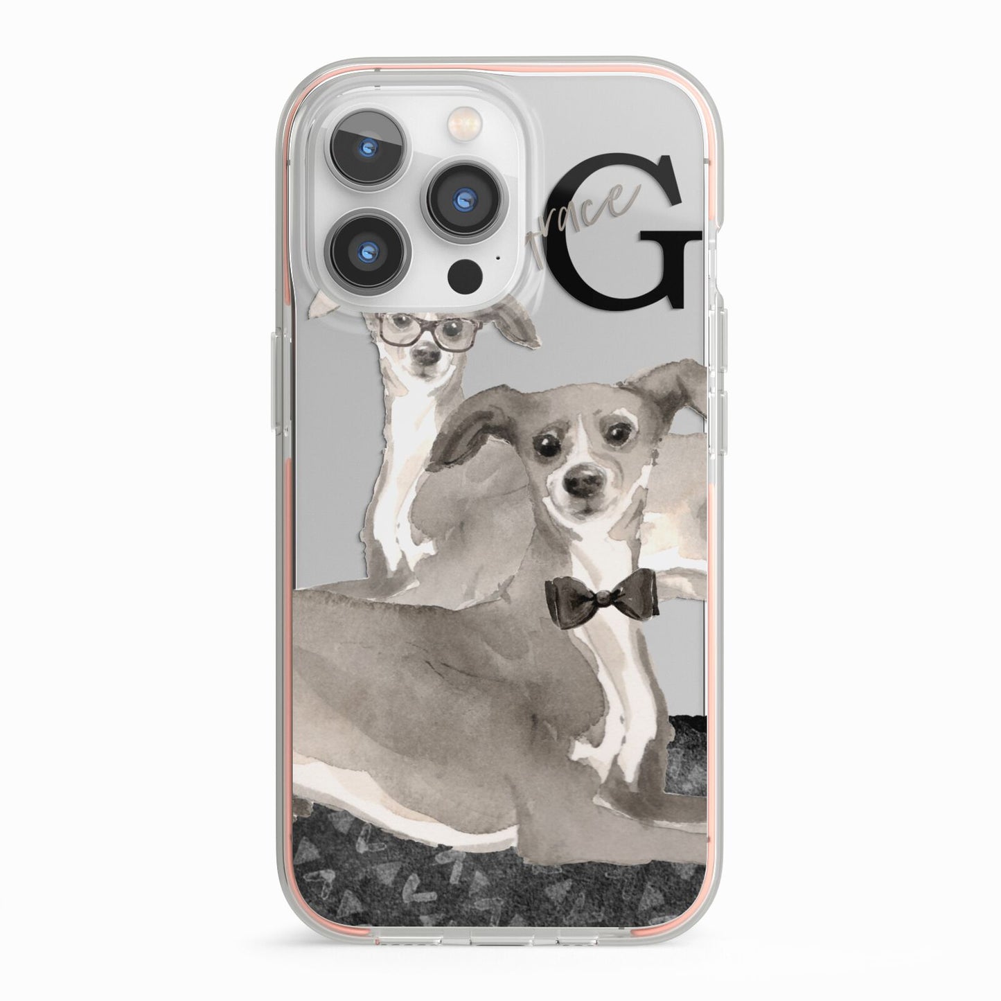 Personalised Italian Greyhound iPhone 13 Pro TPU Impact Case with Pink Edges
