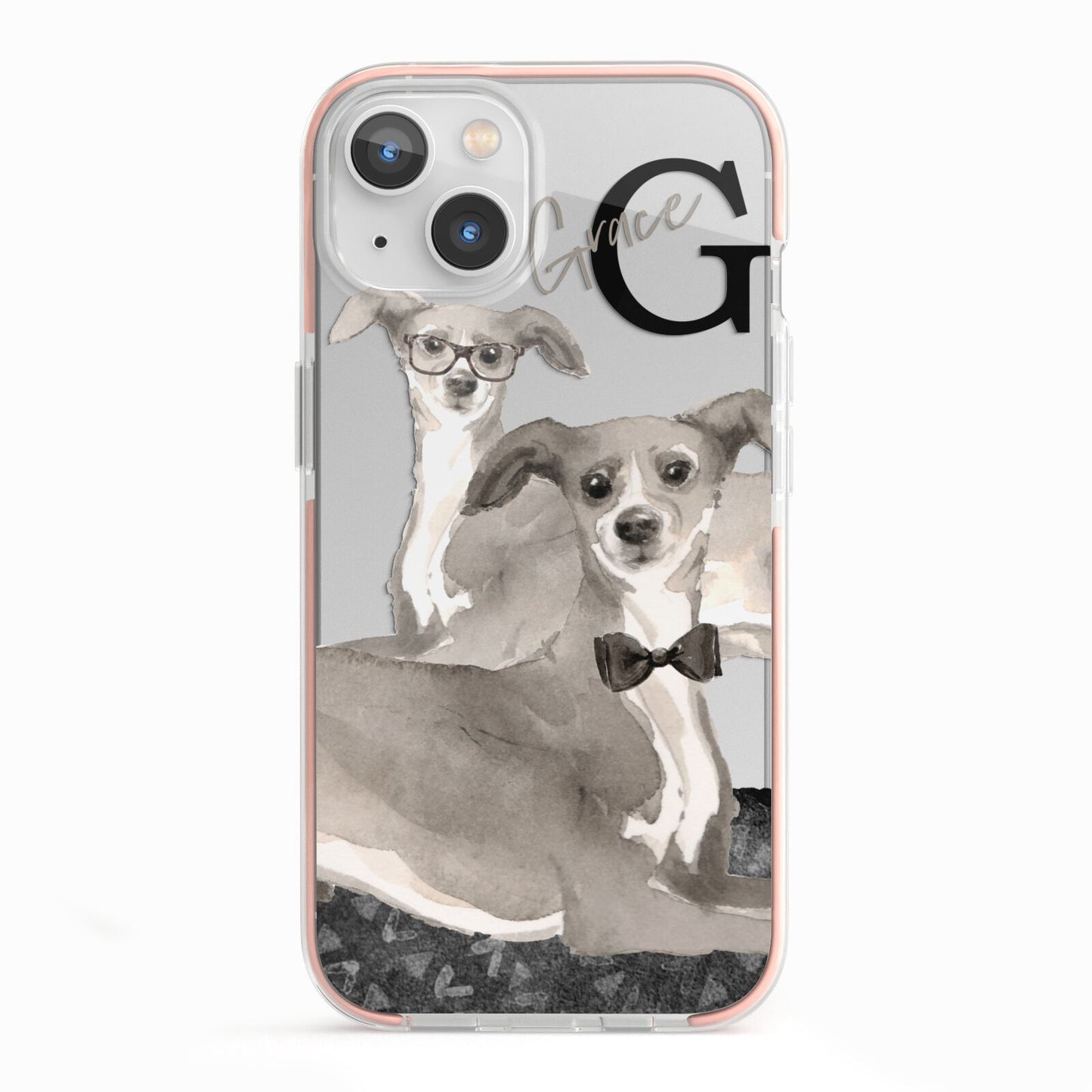 Personalised Italian Greyhound iPhone 13 TPU Impact Case with Pink Edges