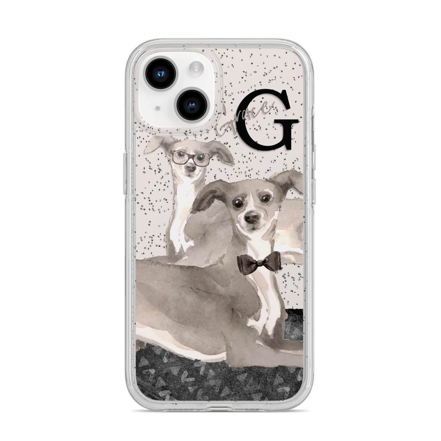 Personalised Italian Greyhound iPhone 14 Glitter Tough Case Starlight