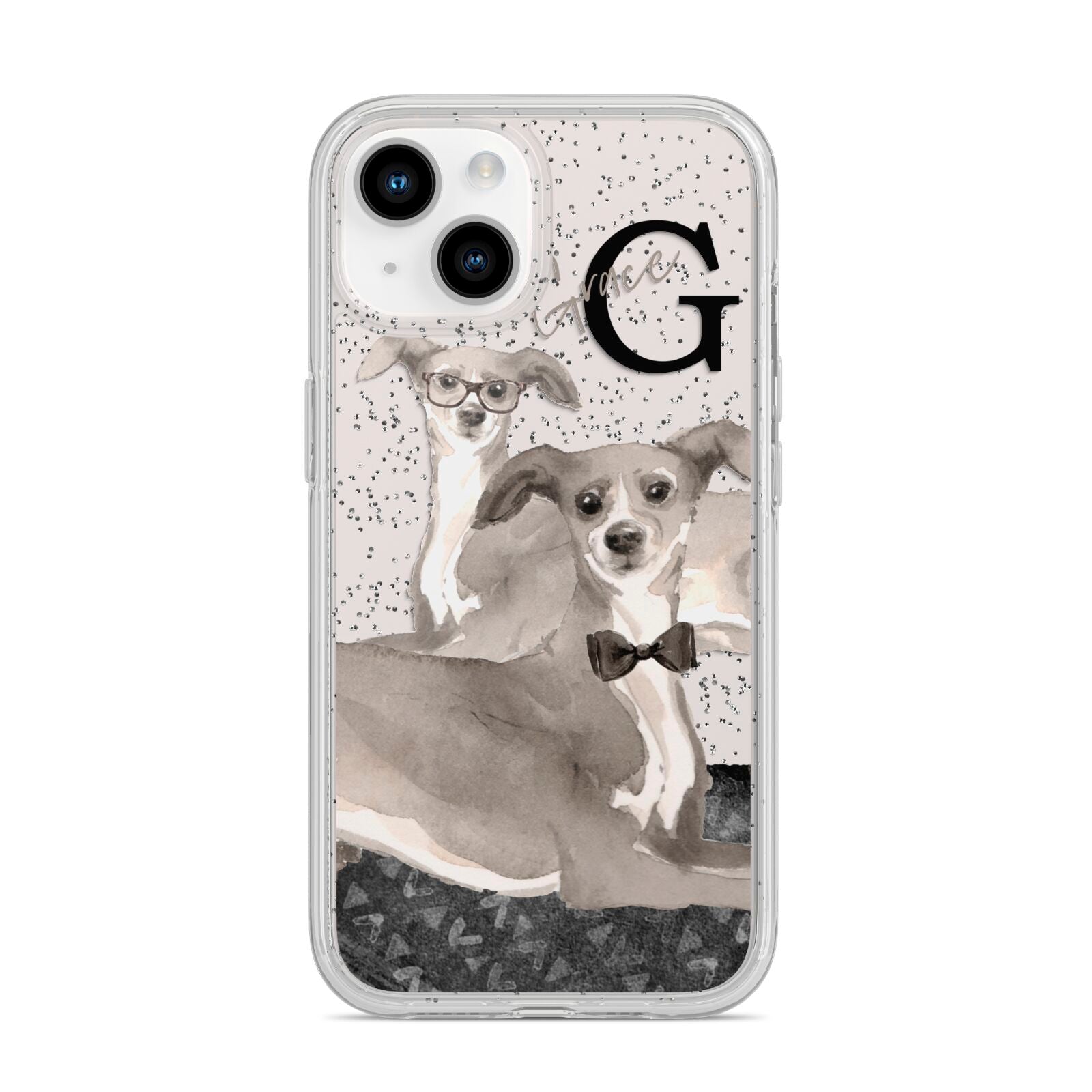 Personalised Italian Greyhound iPhone 14 Glitter Tough Case Starlight