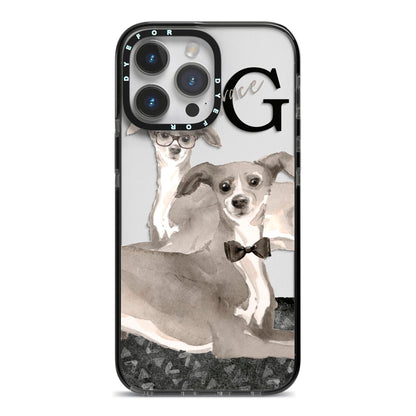 Personalised Italian Greyhound iPhone 14 Pro Max Black Impact Case on Silver phone