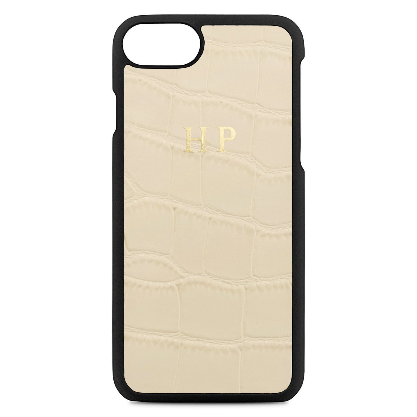Personalised Ivory Croc Leather iPhone Case