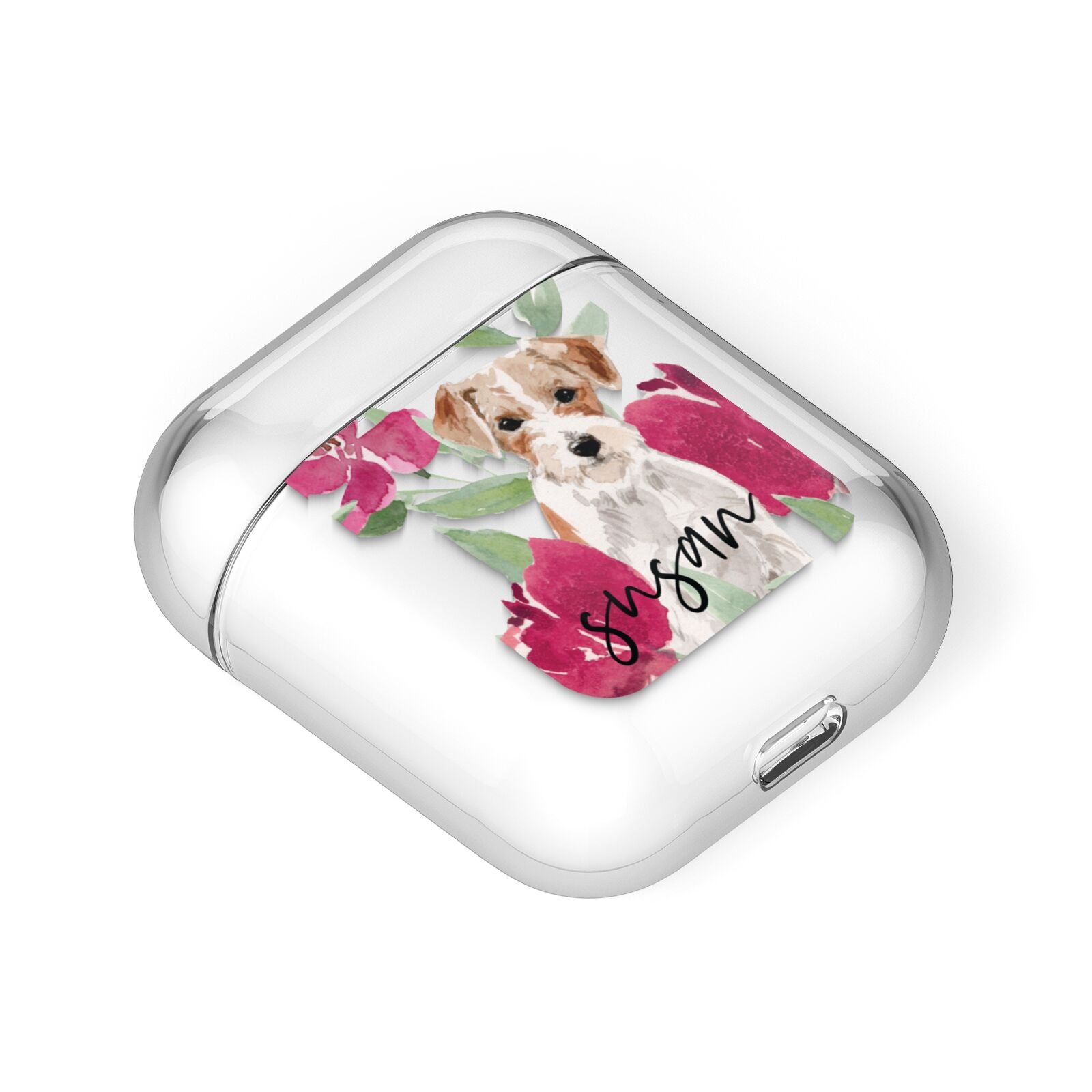 Personalised Jack Russel AirPods Case Laid Flat