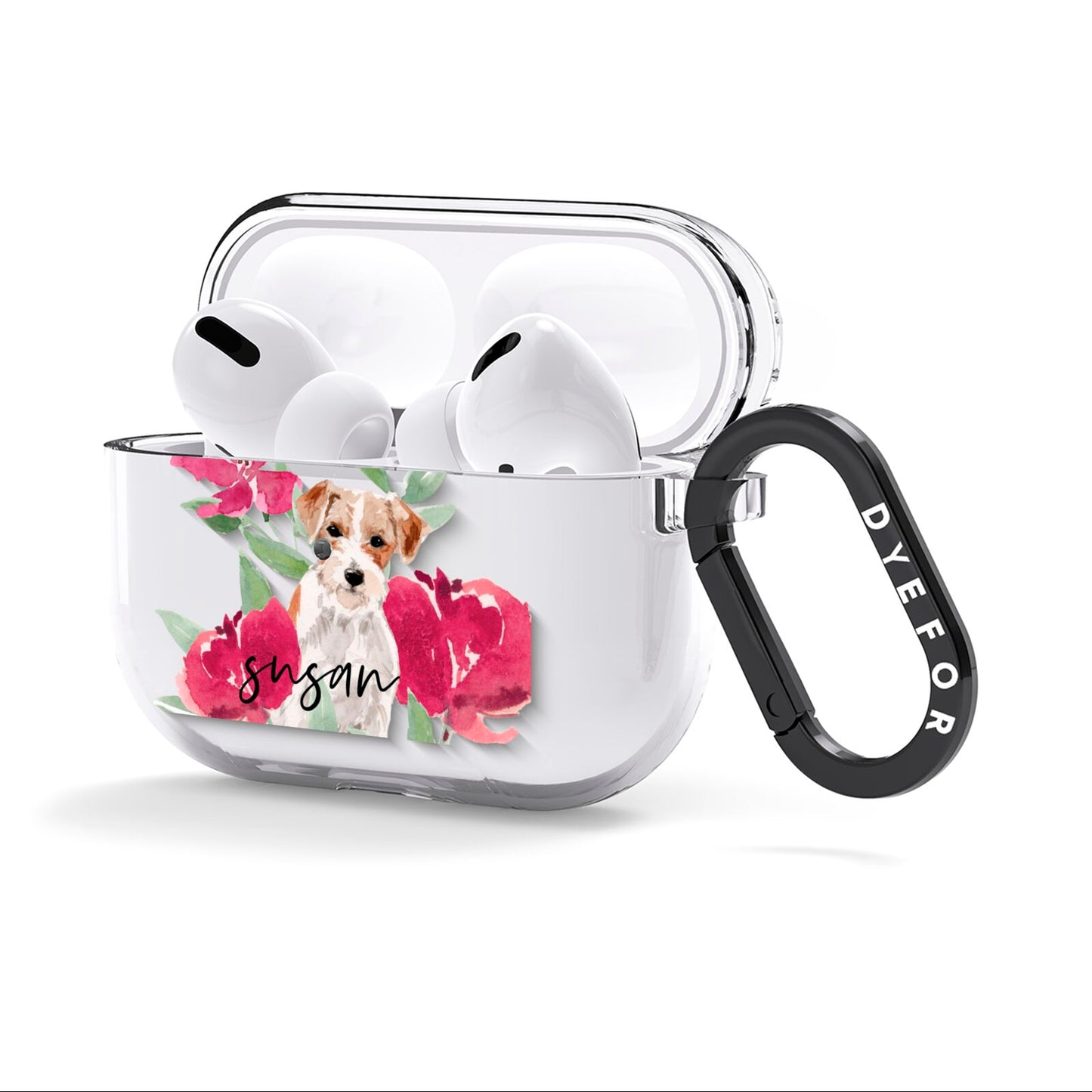 Personalised Jack Russel AirPods Clear Case 3rd Gen Side Image