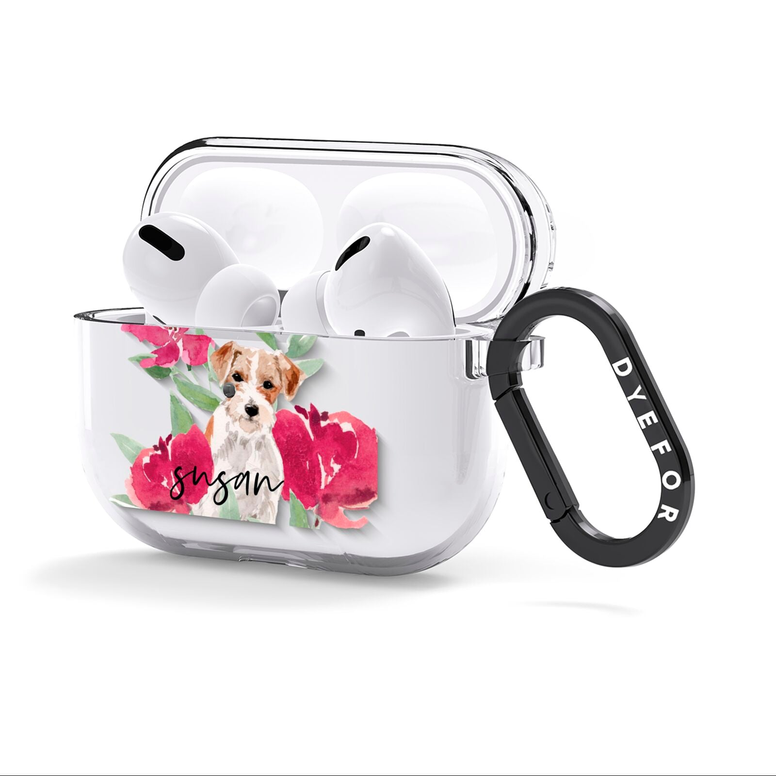 Personalised Jack Russel AirPods Clear Case 3rd Gen Side Image