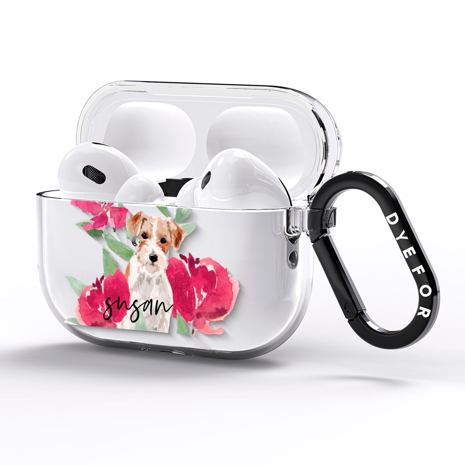 Personalised Jack Russel AirPods Pro Clear Case Side Image