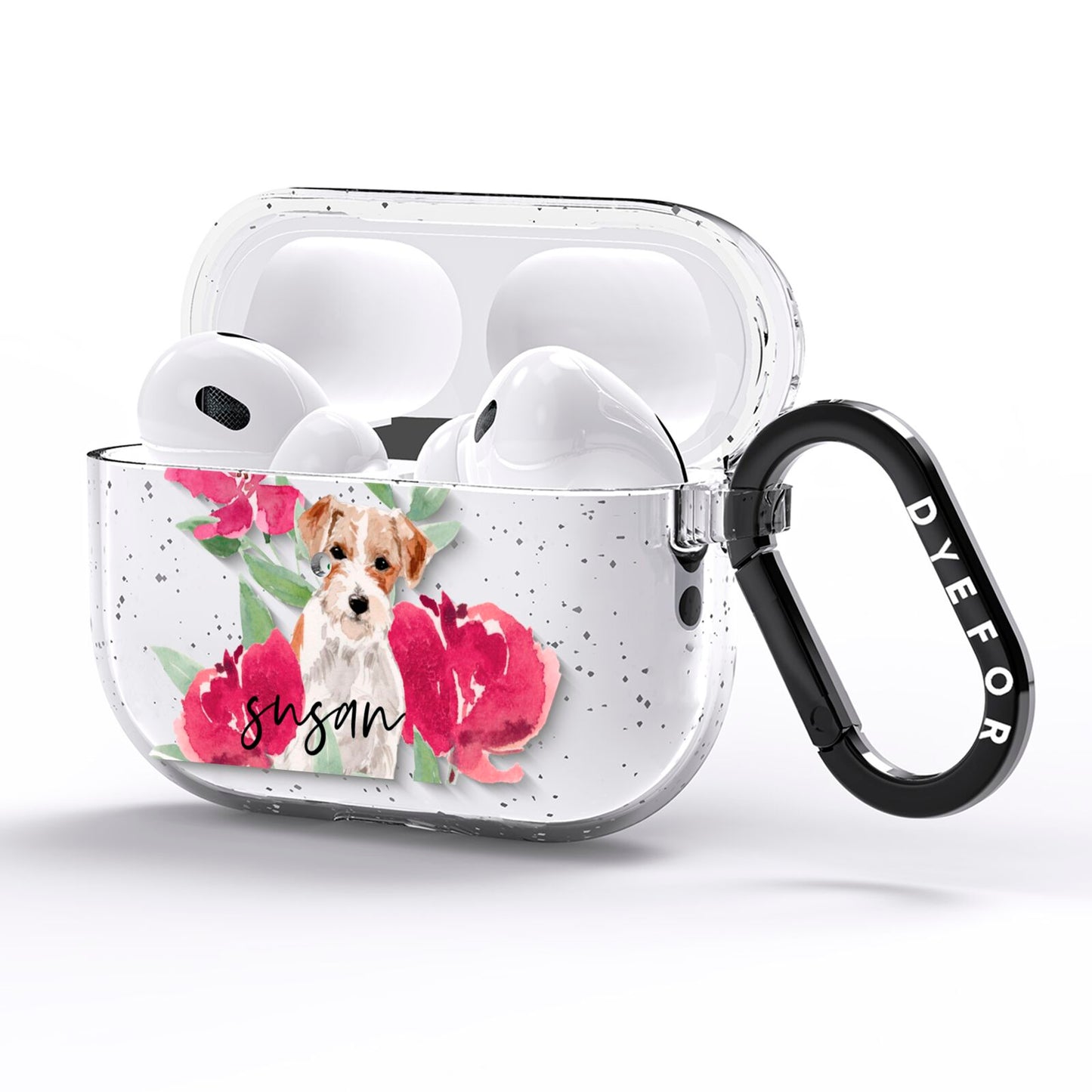 Personalised Jack Russel AirPods Pro Glitter Case Side Image