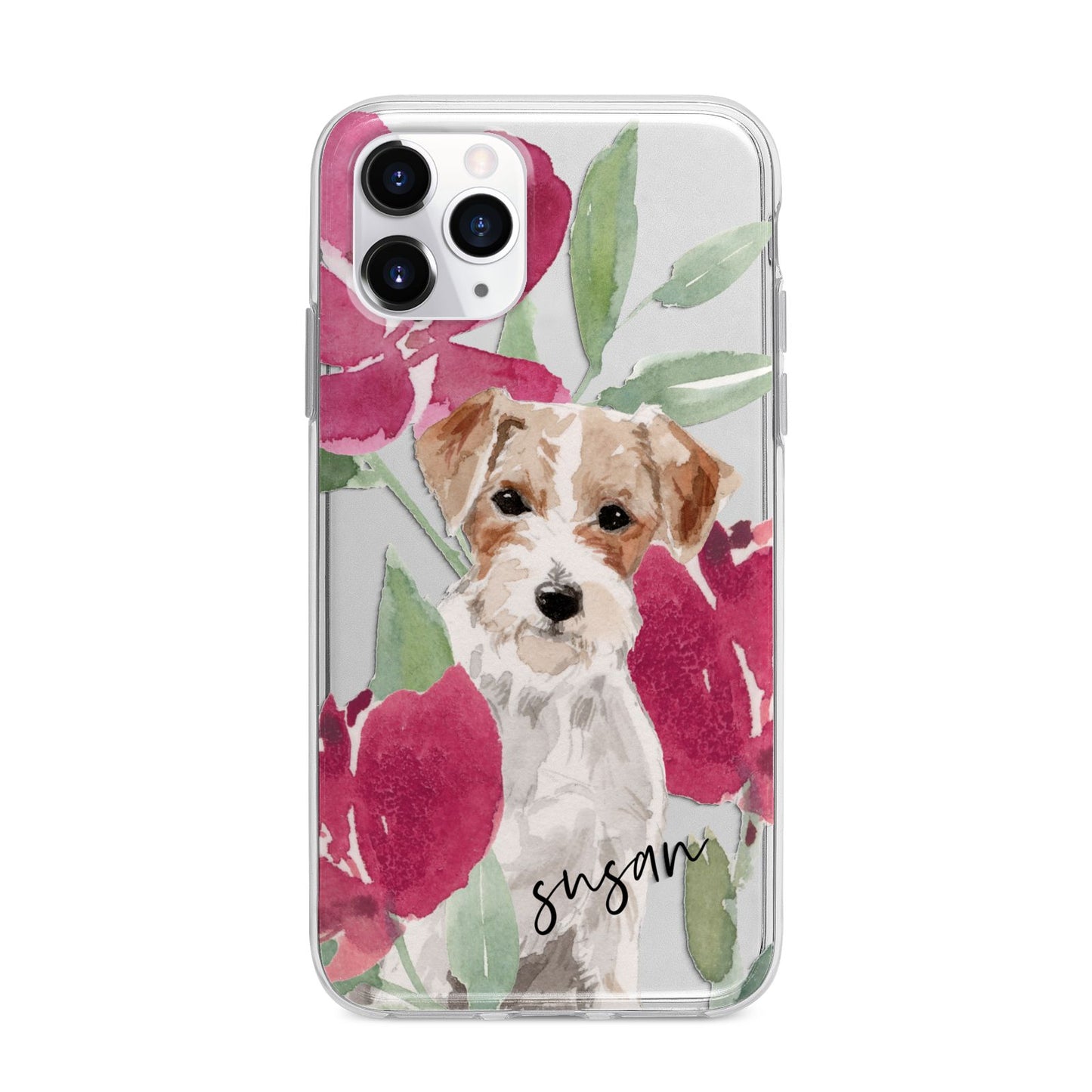 Personalised Jack Russel Apple iPhone 11 Pro in Silver with Bumper Case