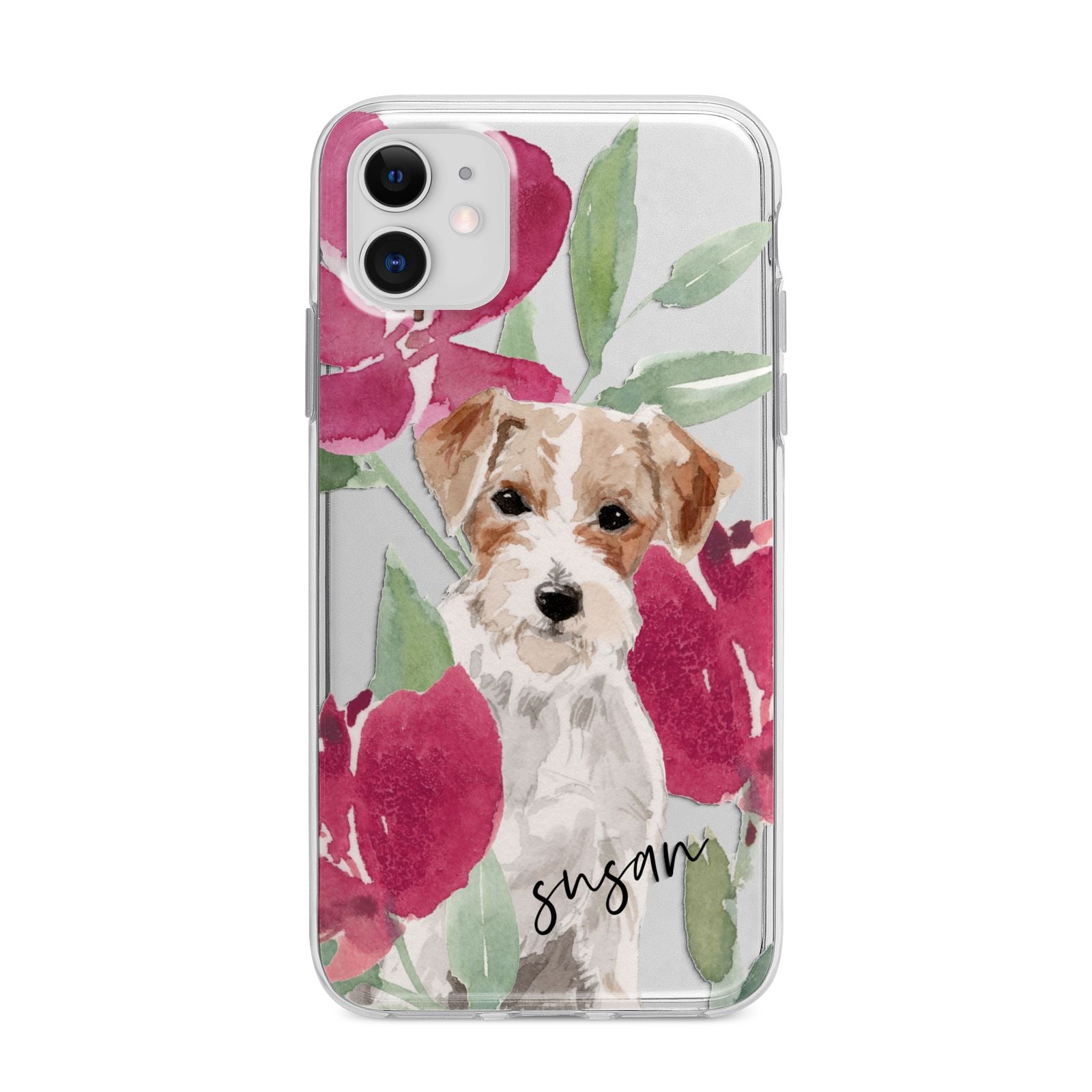 Personalised Jack Russel Apple iPhone 11 in White with Bumper Case