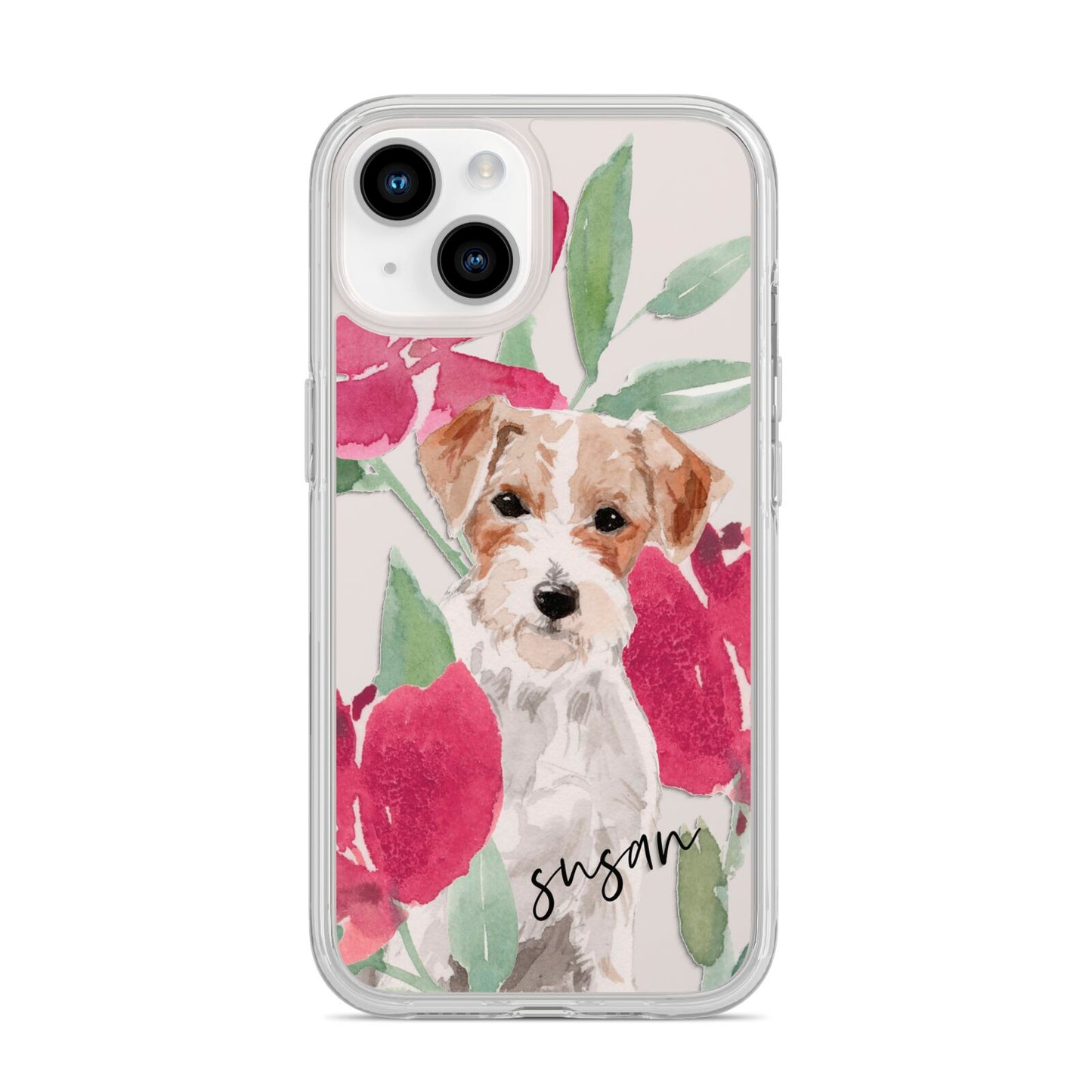 Personalised Jack Russel iPhone 14 Clear Tough Case Starlight