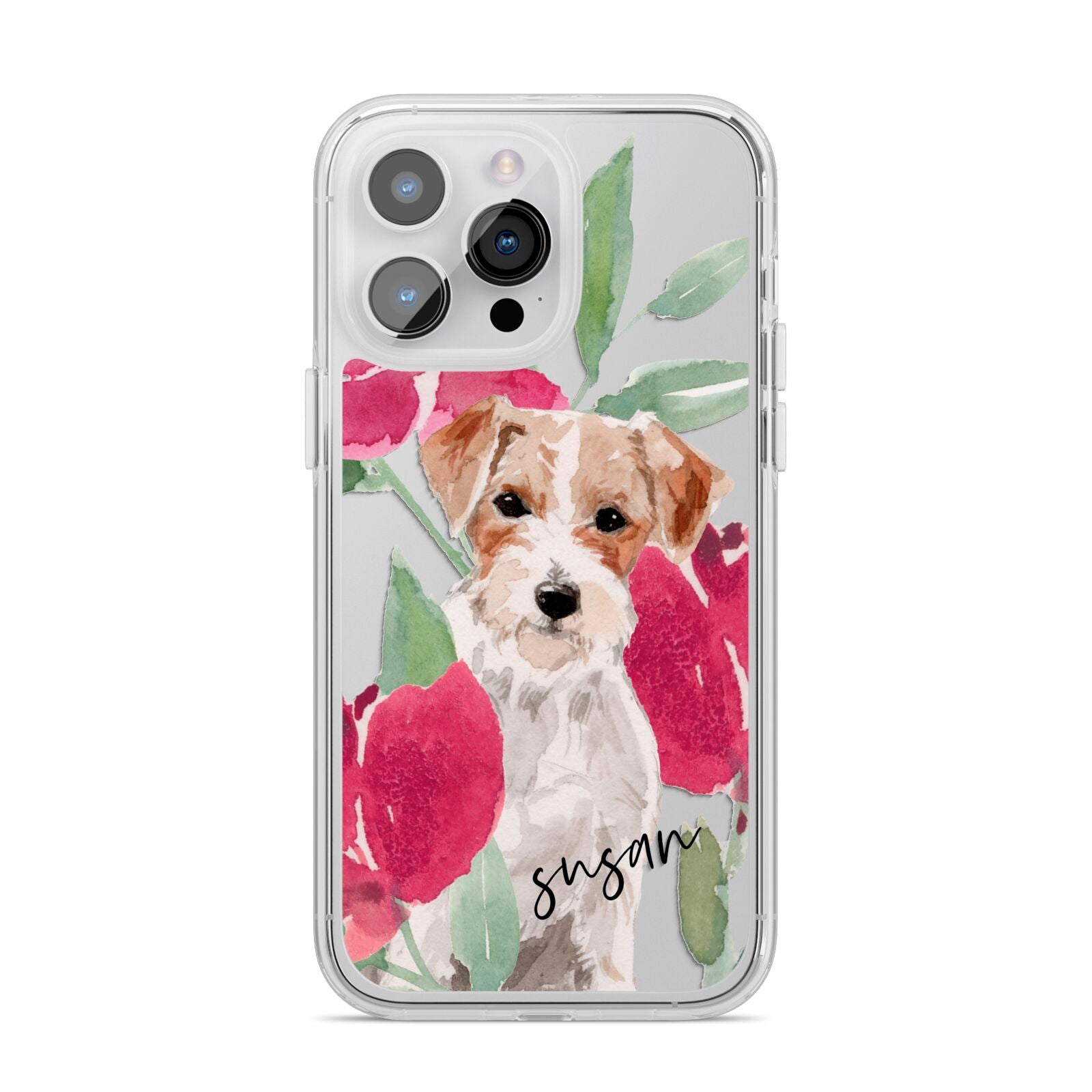 Personalised Jack Russel iPhone 14 Pro Max Clear Tough Case Silver
