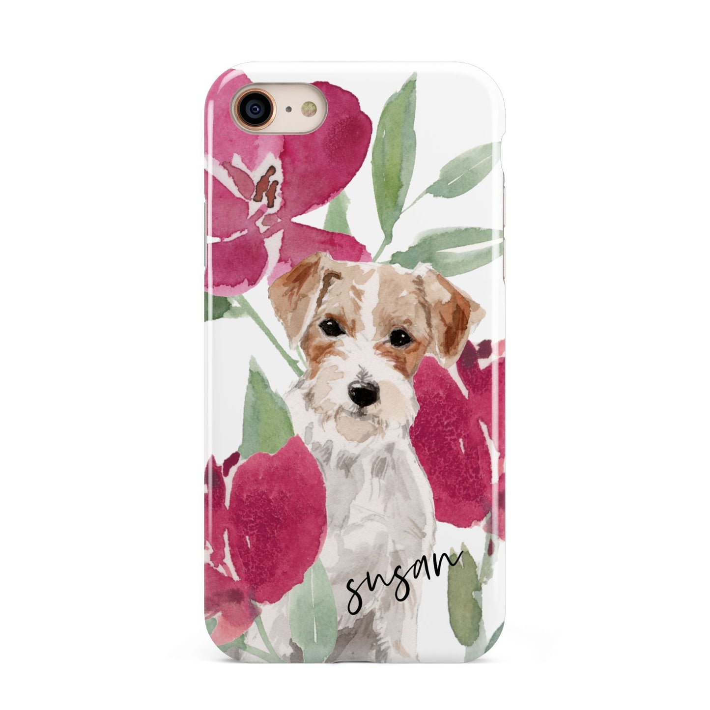 Personalised Jack Russel iPhone 8 3D Tough Case on Gold Phone