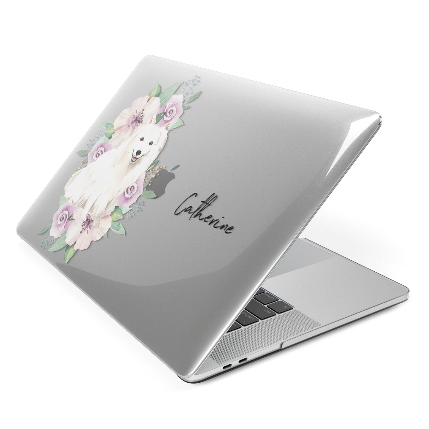 Personalised Japanese Spitz Apple MacBook Case Side View