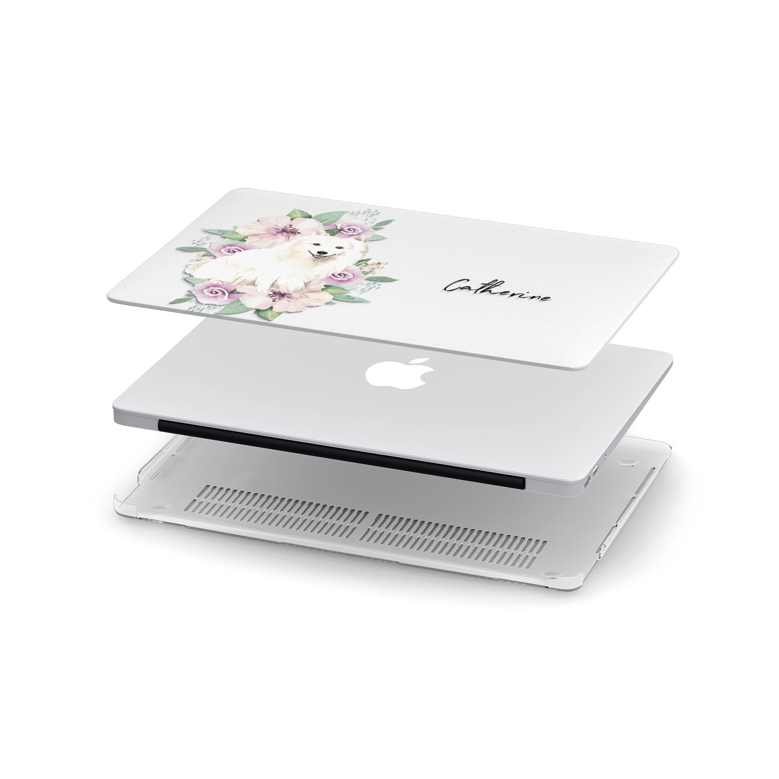 Personalised Japanese Spitz Apple MacBook Case in Detail