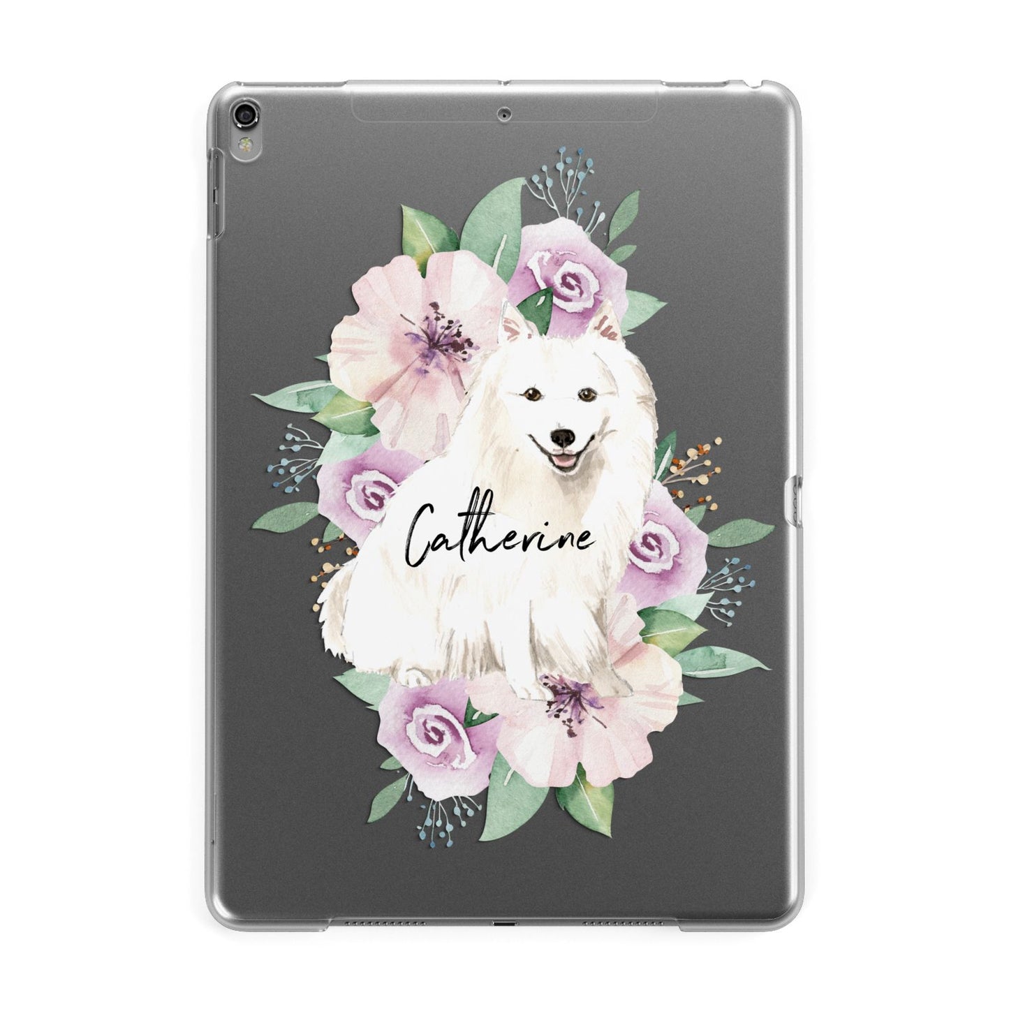 Personalised Japanese Spitz Apple iPad Grey Case