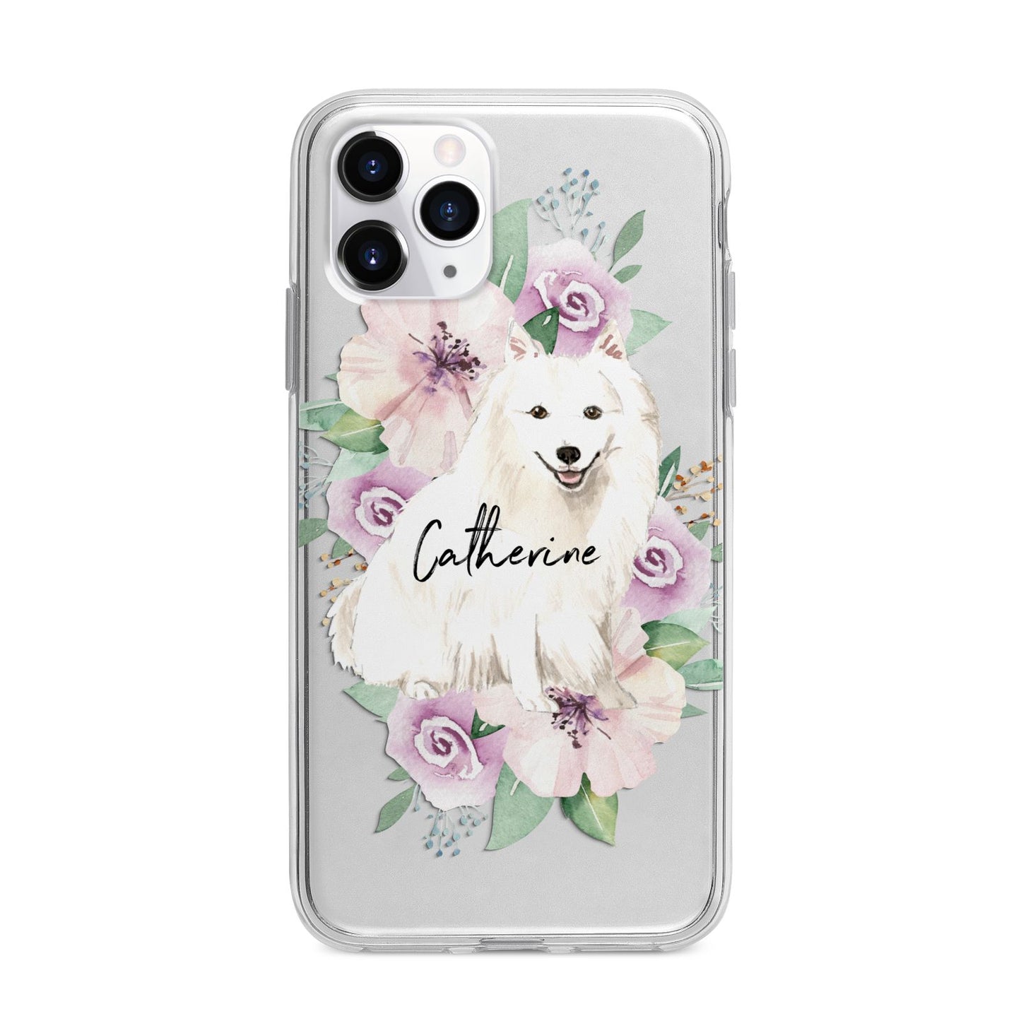 Personalised Japanese Spitz Apple iPhone 11 Pro in Silver with Bumper Case