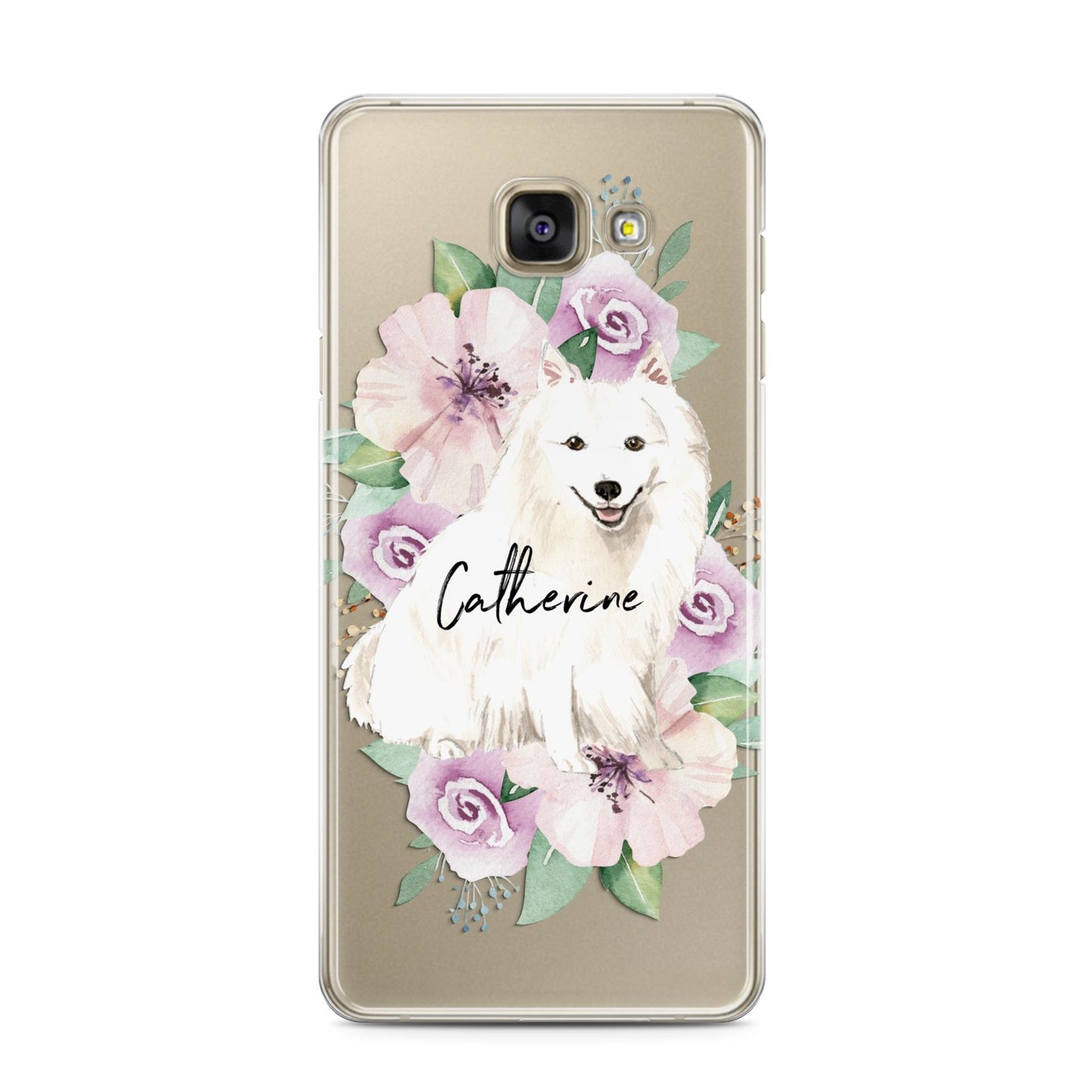 Personalised Japanese Spitz Samsung Galaxy A3 2016 Case on gold phone