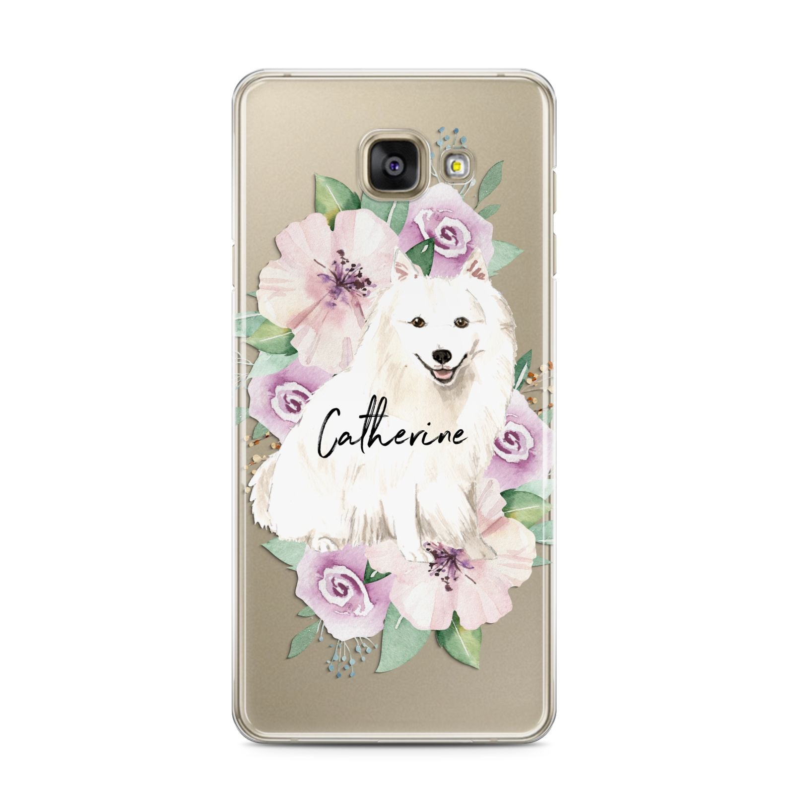 Personalised Japanese Spitz Samsung Galaxy A3 2016 Case on gold phone