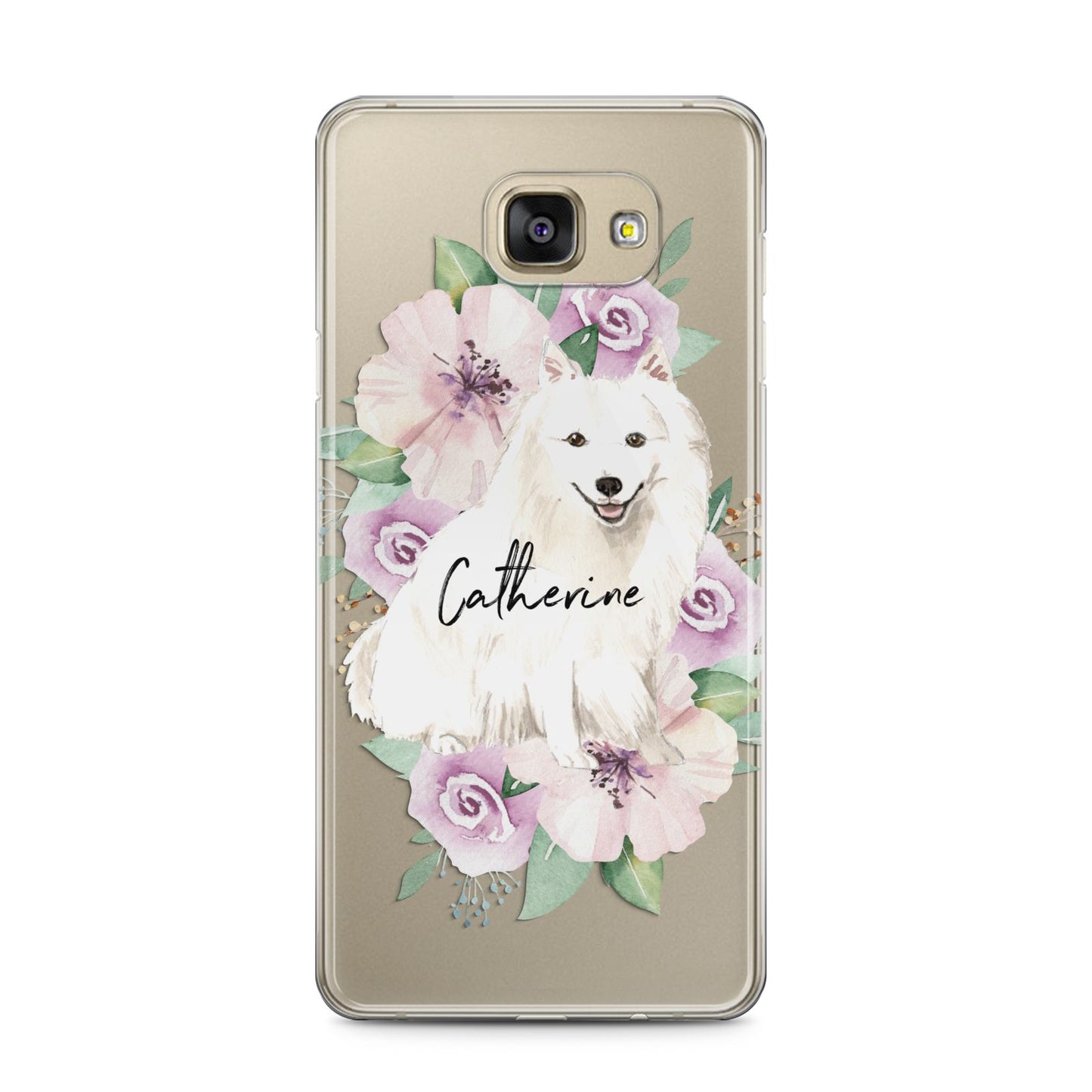 Personalised Japanese Spitz Samsung Galaxy A5 2016 Case on gold phone