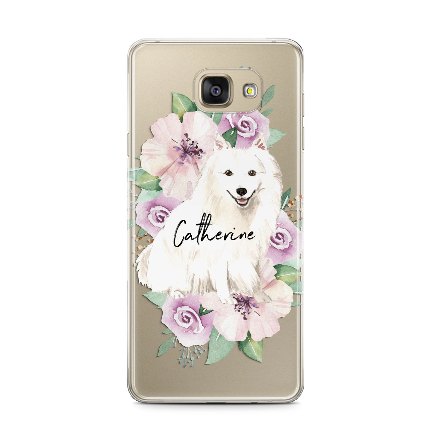 Personalised Japanese Spitz Samsung Galaxy A7 2016 Case on gold phone