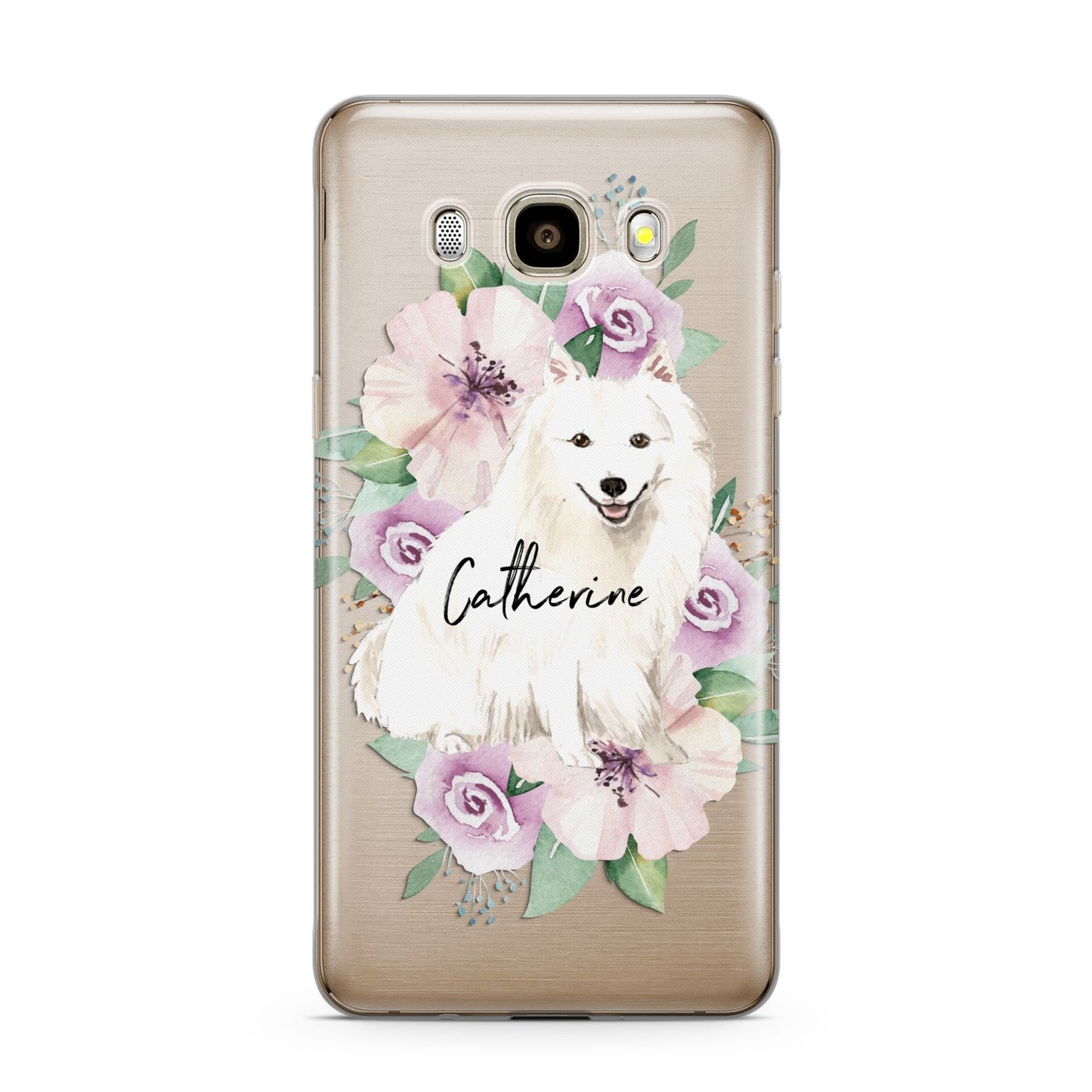 Personalised Japanese Spitz Samsung Galaxy J7 2016 Case on gold phone