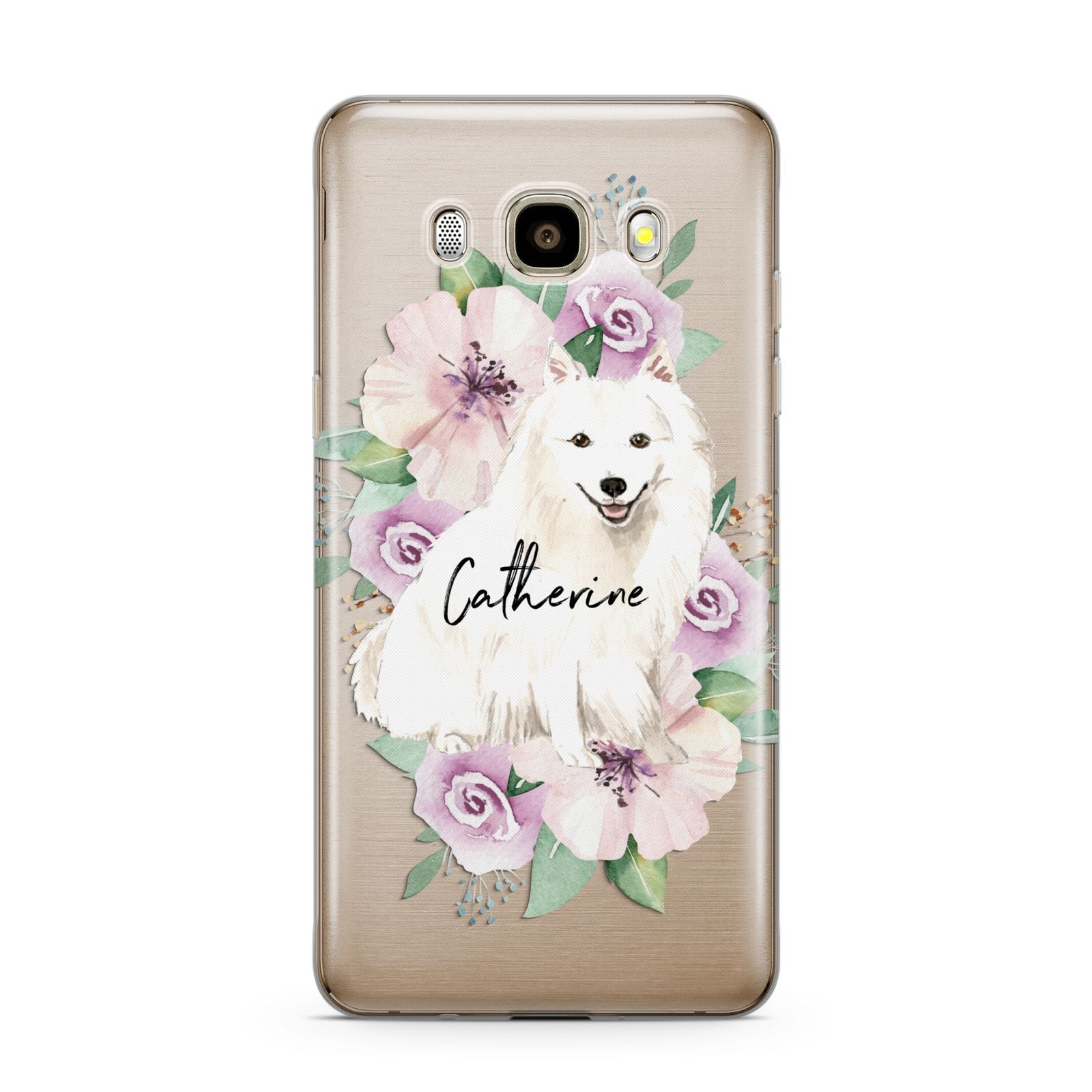 Personalised Japanese Spitz Samsung Galaxy J7 2016 Case on gold phone