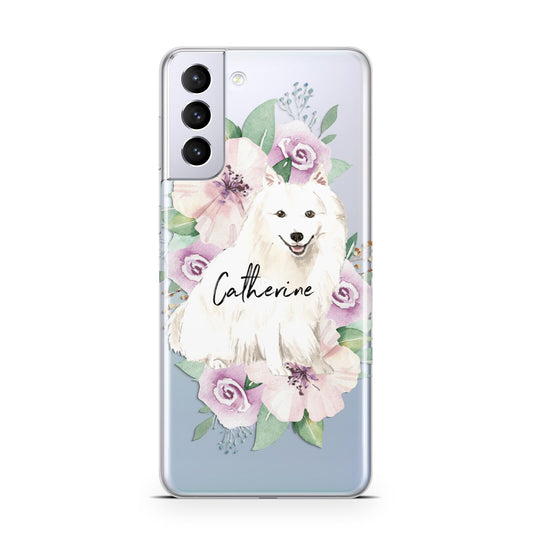 Personalised Japanese Spitz Samsung S21 Plus Phone Case