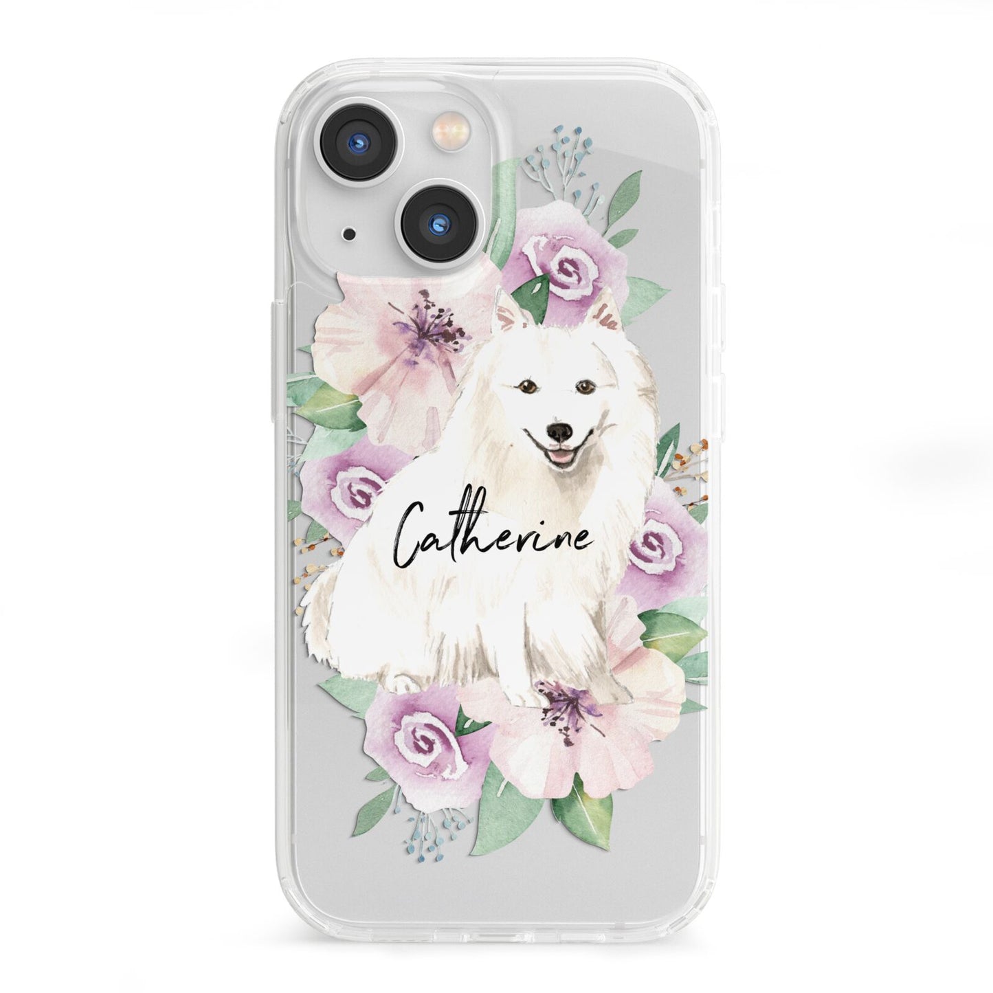 Personalised Japanese Spitz iPhone 13 Mini Clear Bumper Case