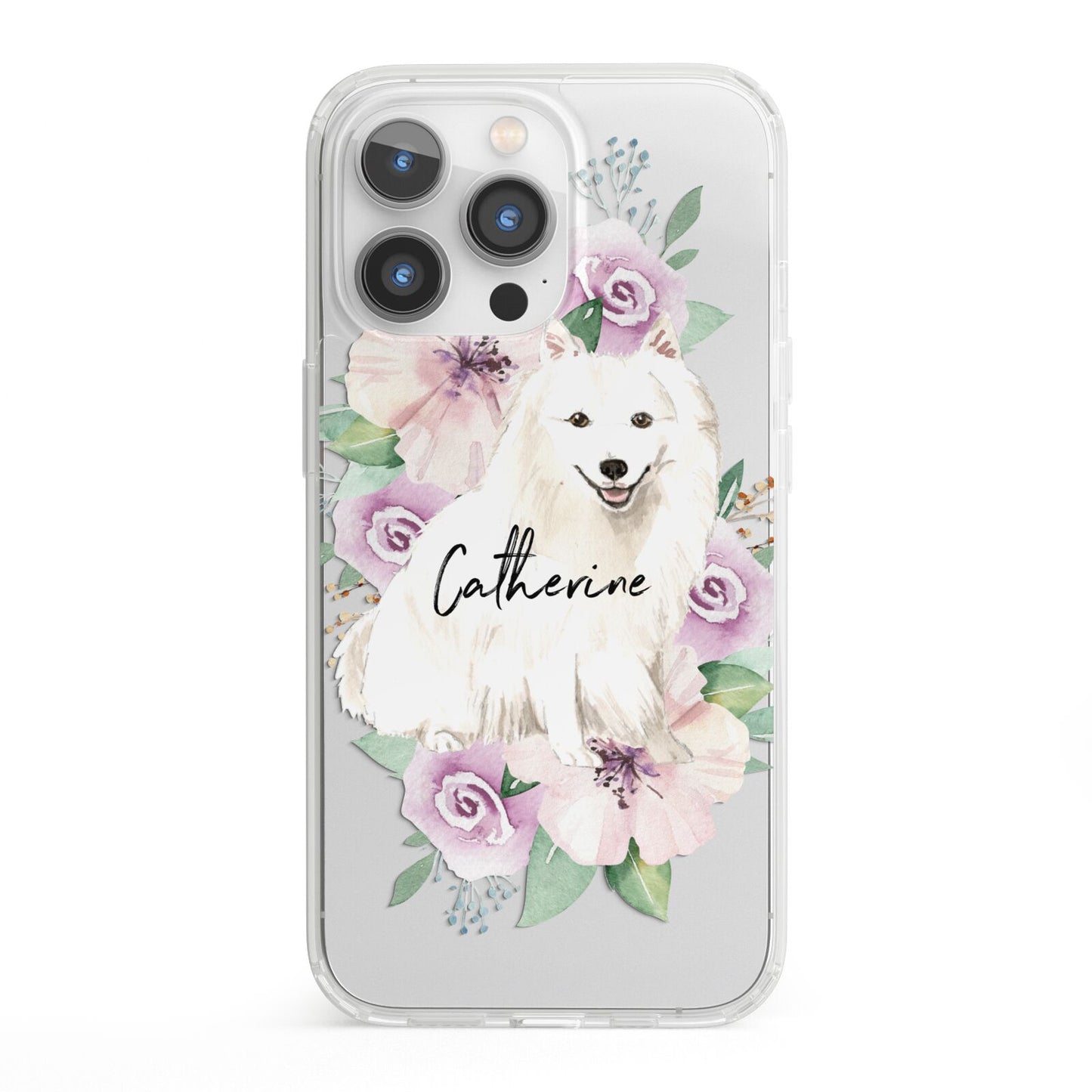 Personalised Japanese Spitz iPhone 13 Pro Clear Bumper Case
