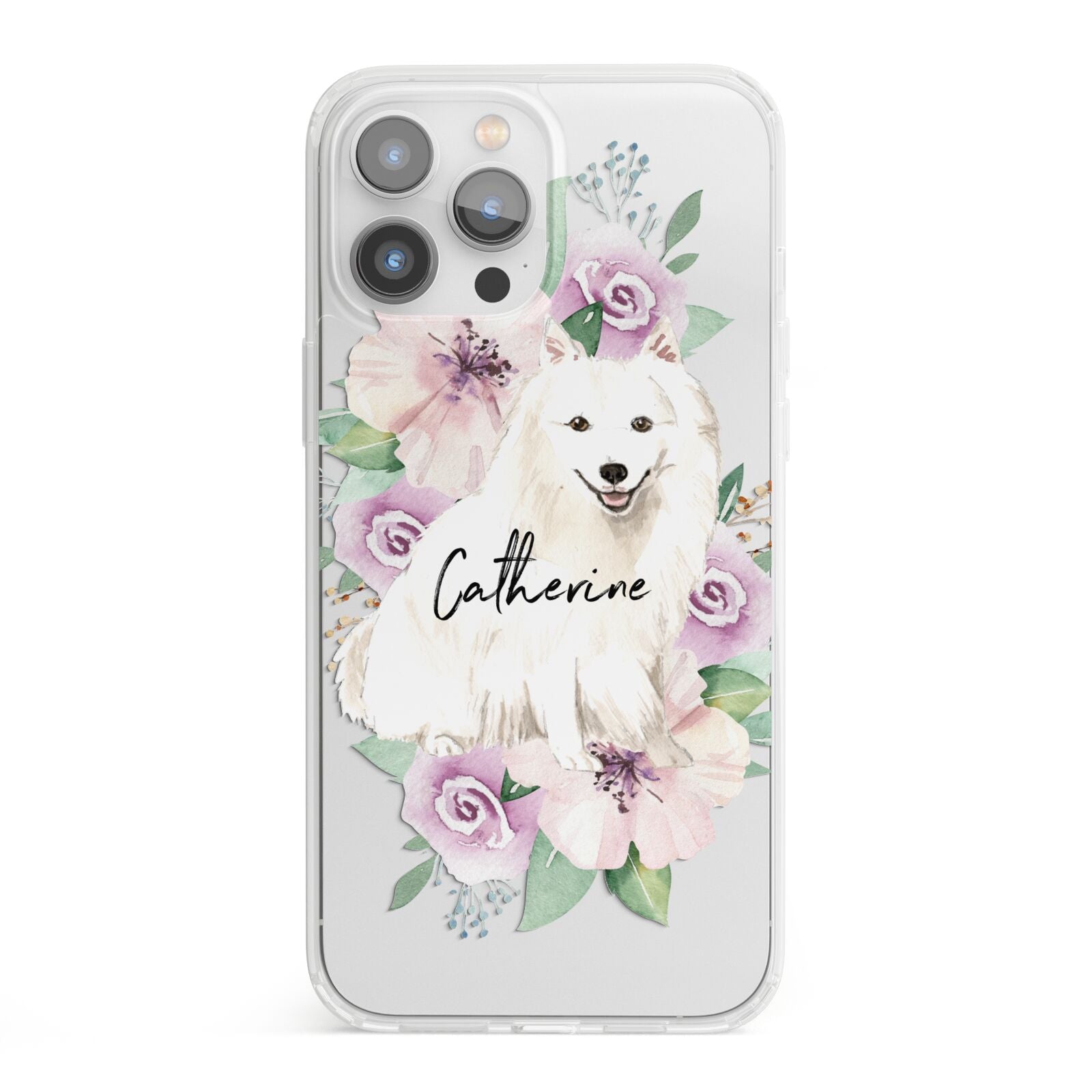 Personalised Japanese Spitz iPhone 13 Pro Max Clear Bumper Case