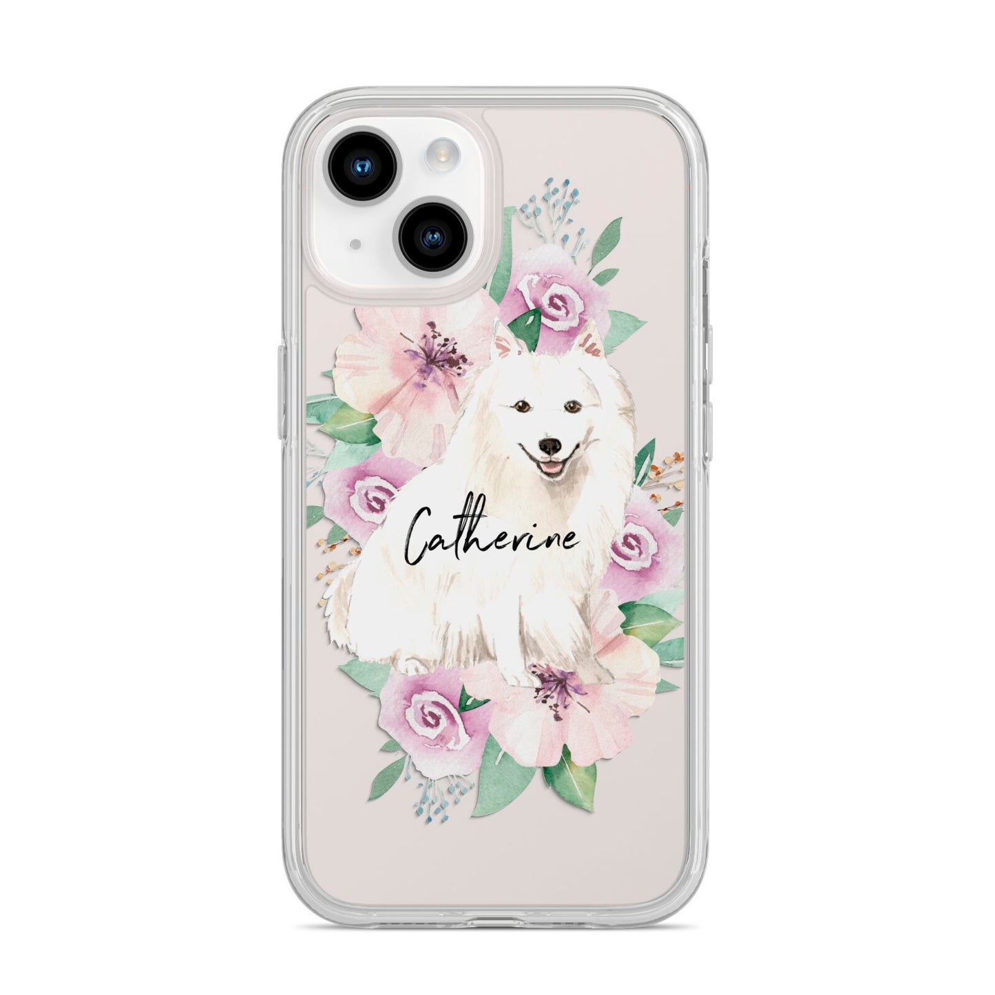 Personalised Japanese Spitz iPhone 14 Clear Tough Case Starlight