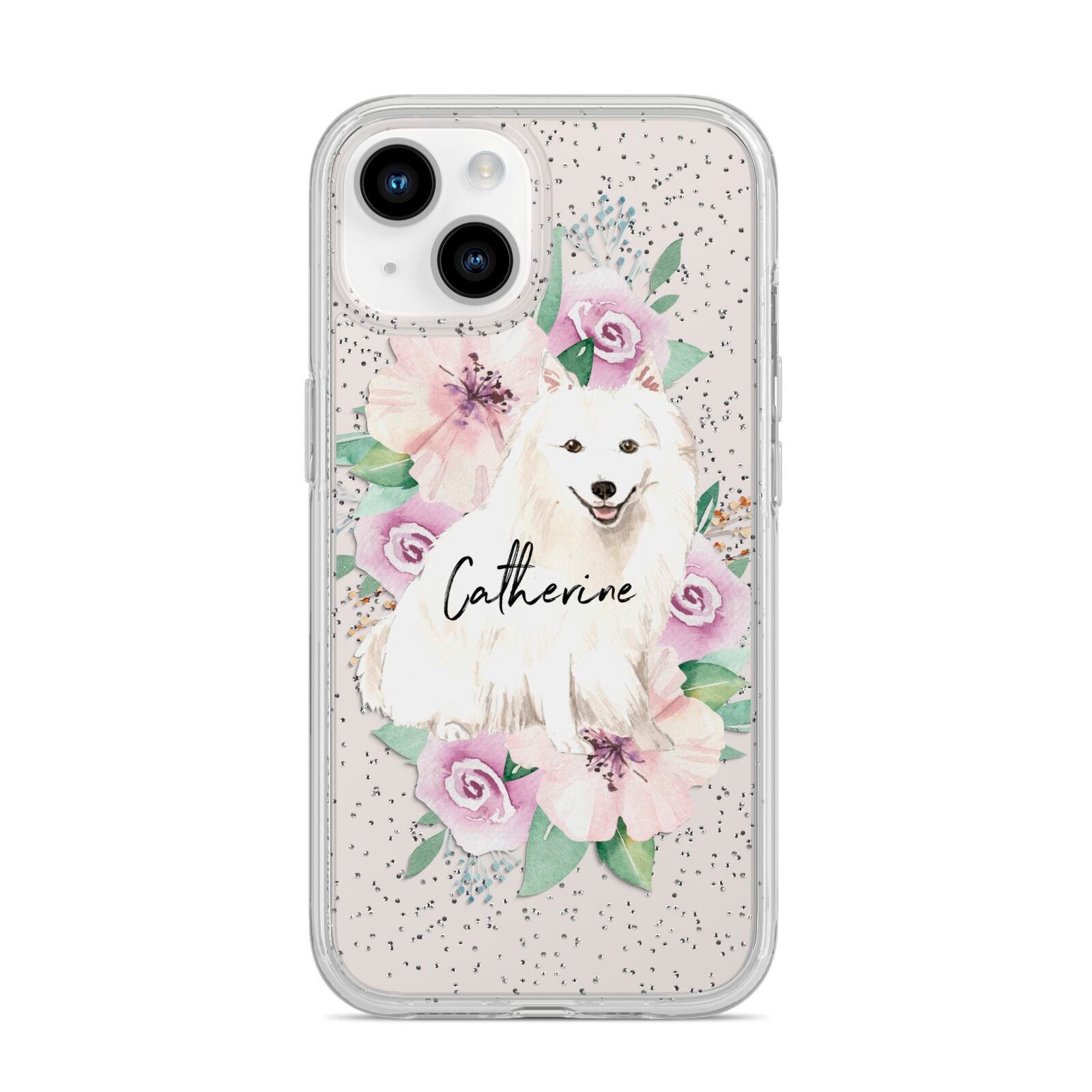 Personalised Japanese Spitz iPhone 14 Glitter Tough Case Starlight